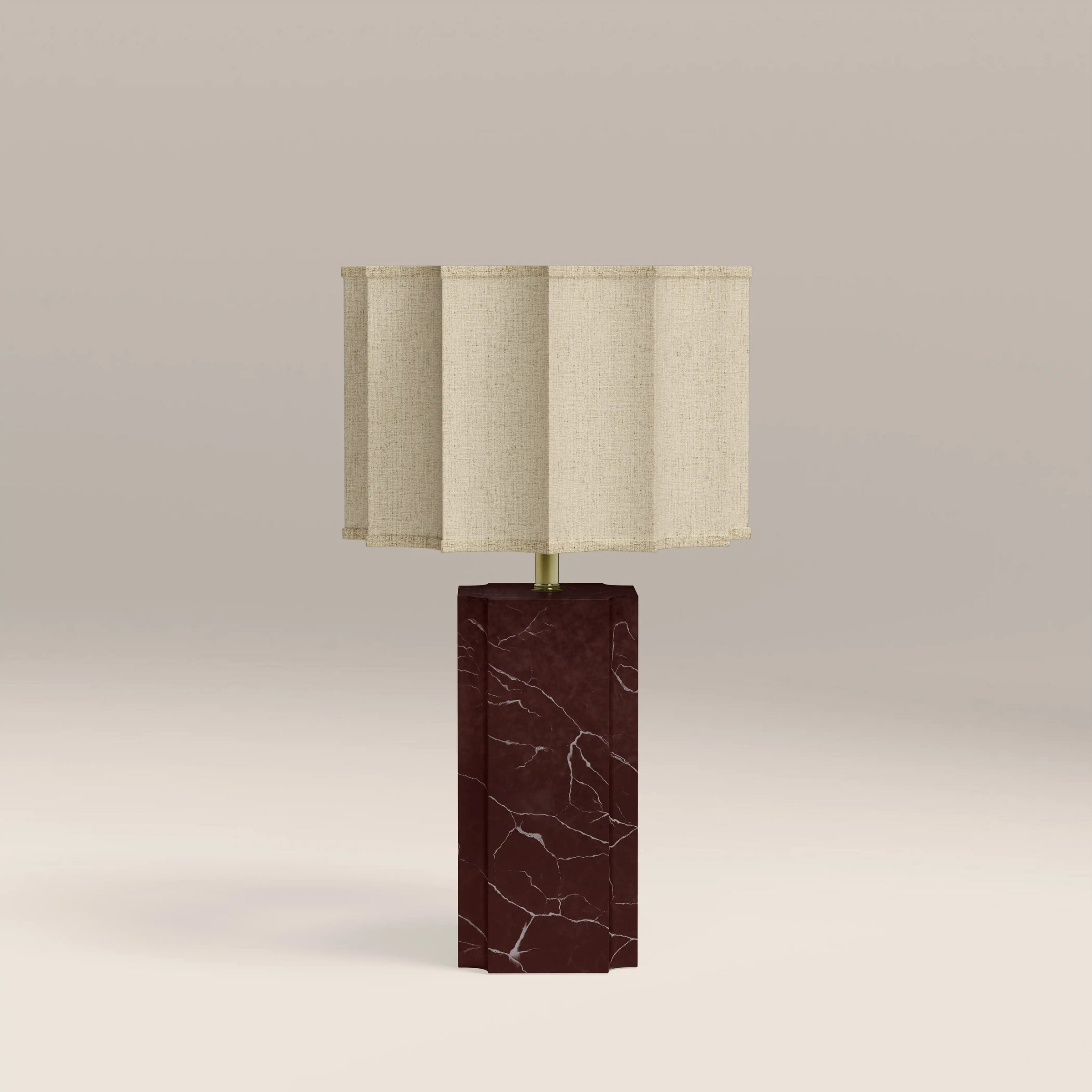 Brookes Table Lamp | Natural Linen & Dark Red Marble