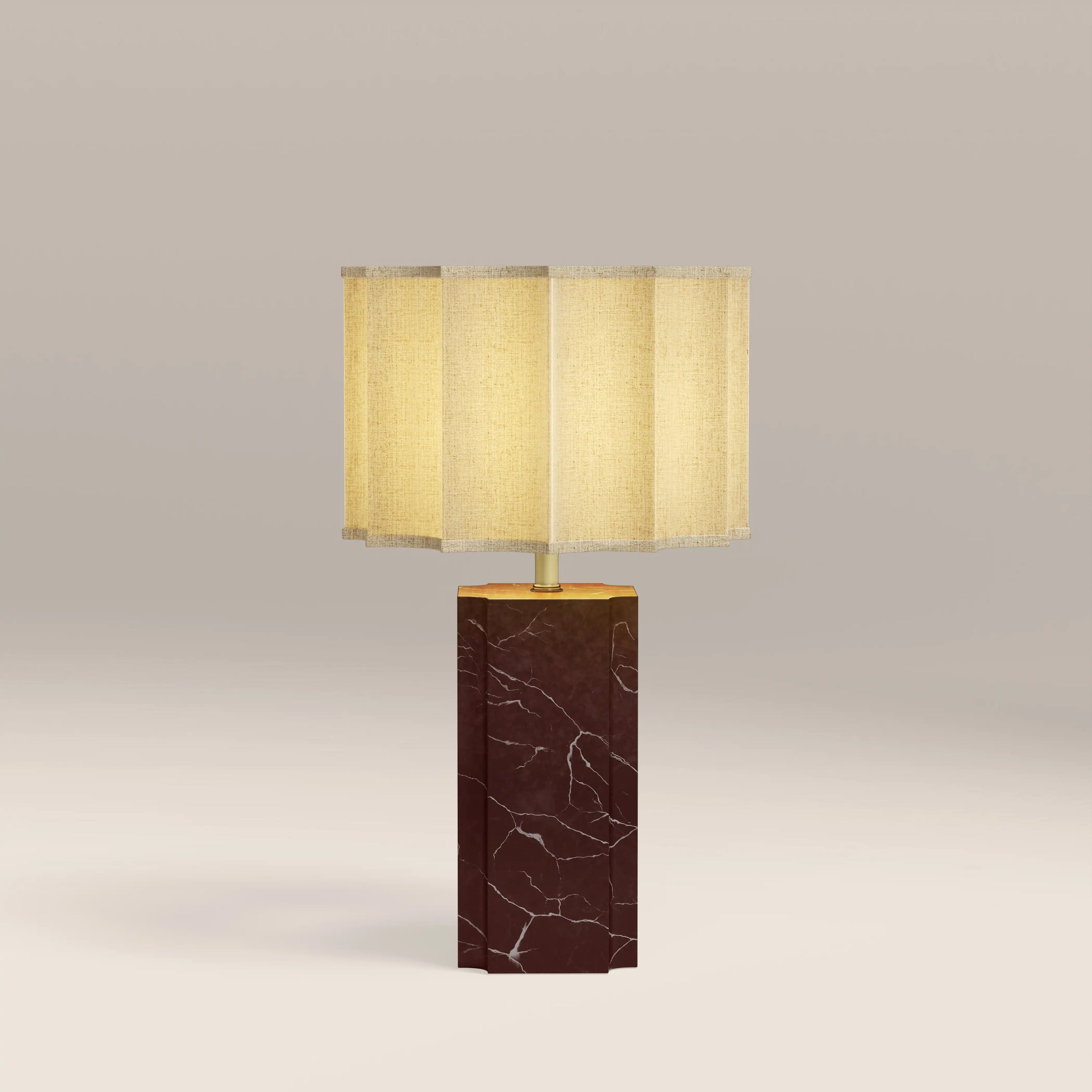Brookes Table Lamp | Natural Linen & Dark Red Marble