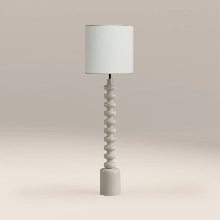 Blake Floor Lamp | Natural Linen & High Gloss Latte