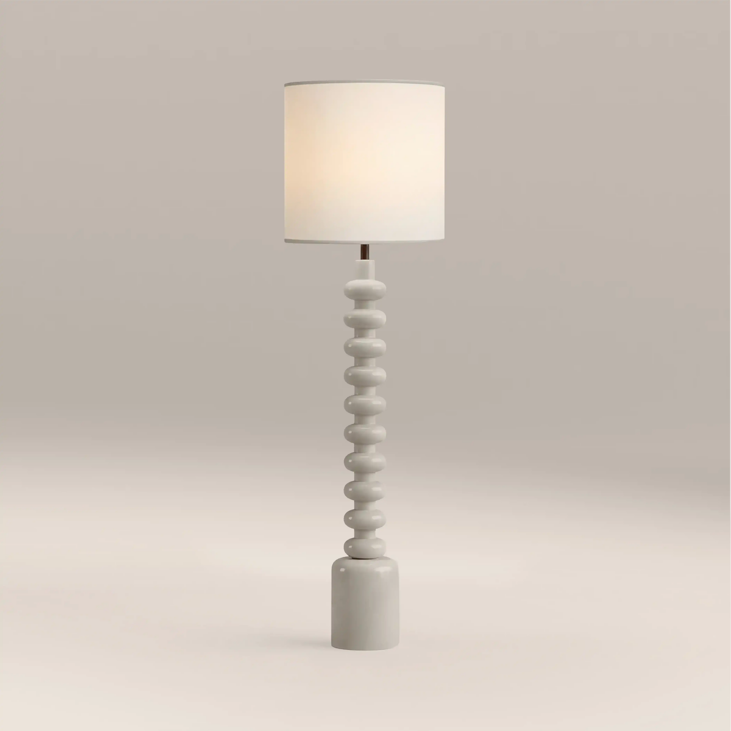 Blake Floor Lamp | Natural Linen & High Gloss Latte