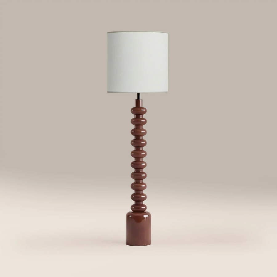 Blake Floor Lamp | Natural Linen & High Gloss Burgundy