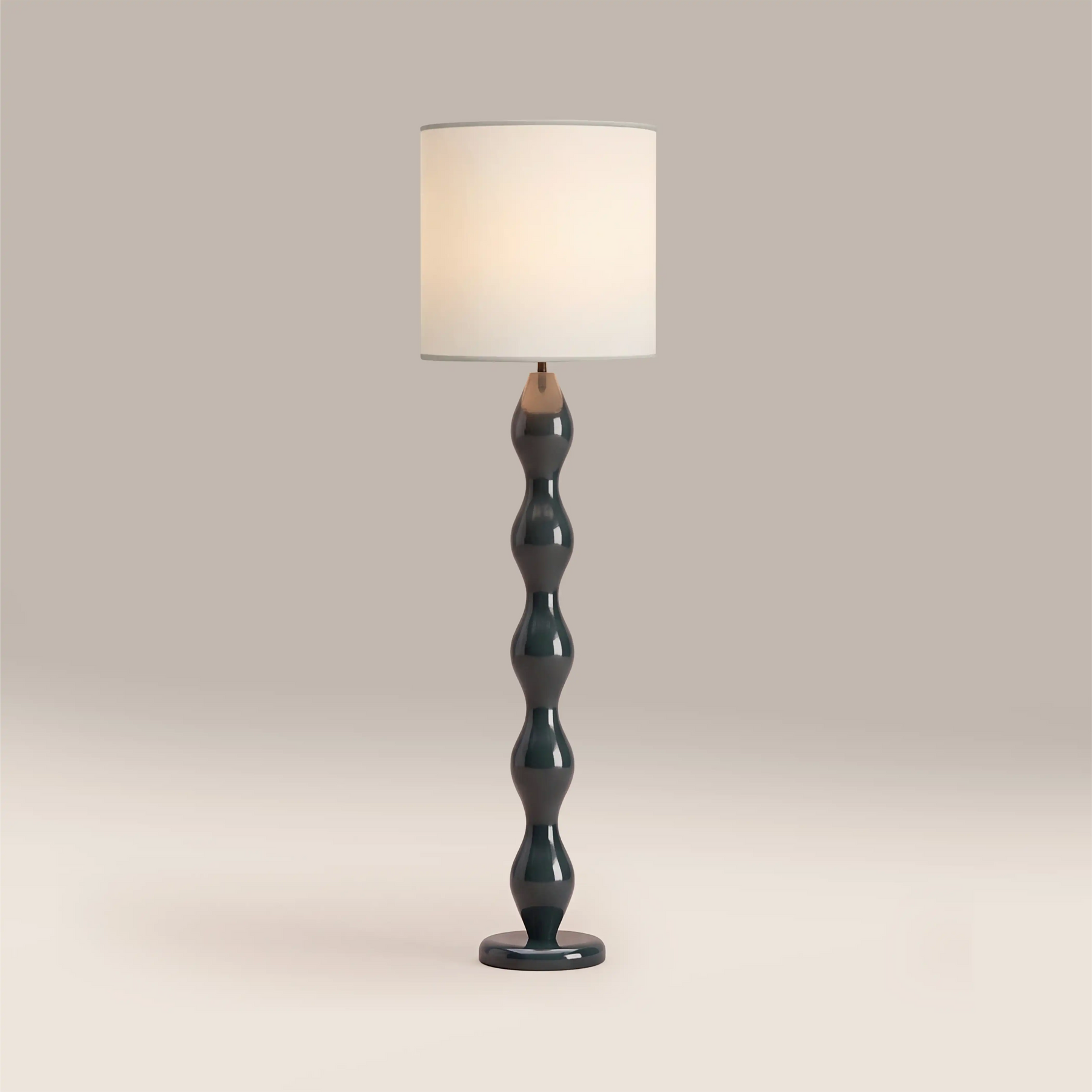 Luella Floor Lamp | Natural & High Gloss Emerald Green