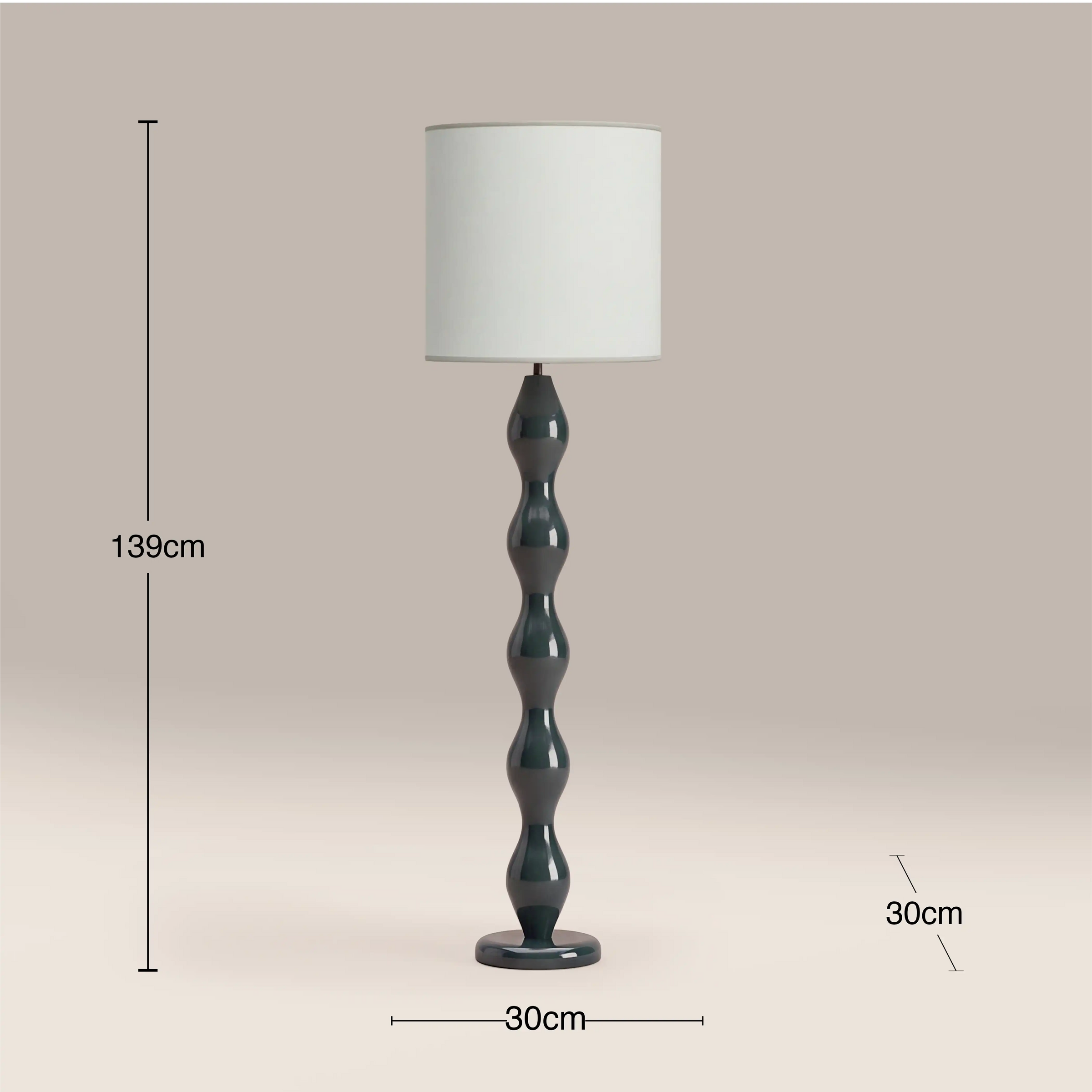 Luella Floor Lamp | Natural & High Gloss Emerald Green