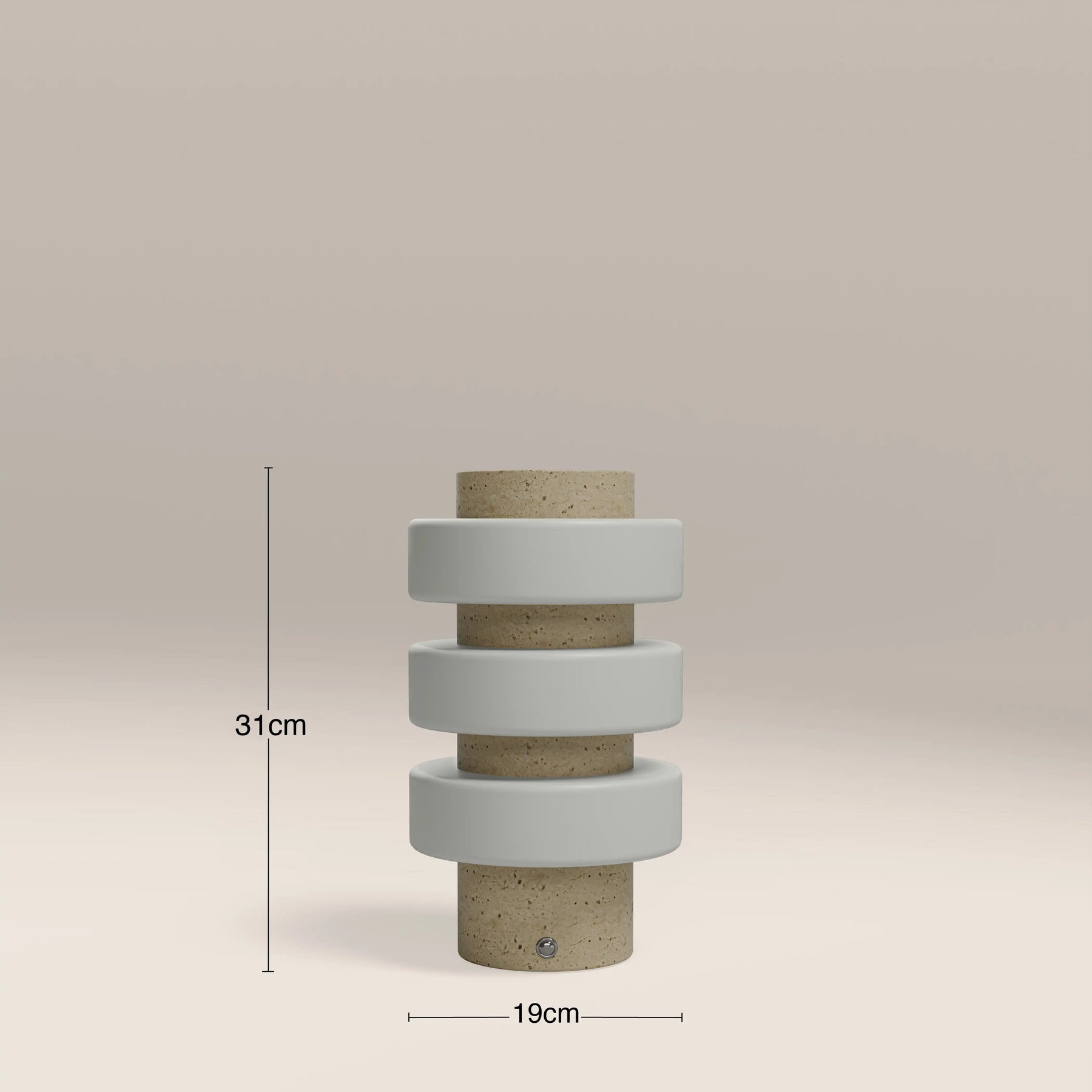 Alanis Table Lamp | Opal Glass & Natural Travertine