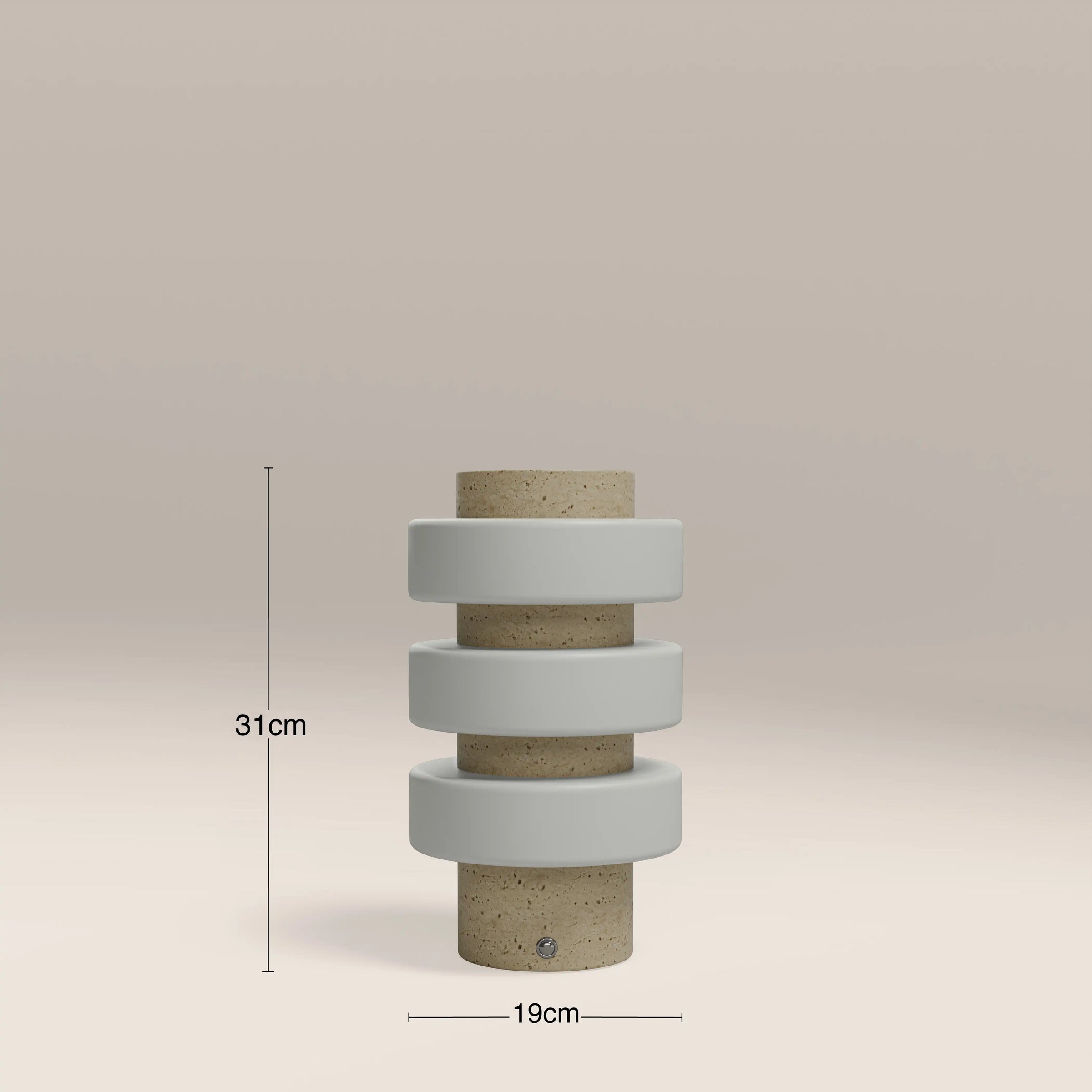 Alanis Table Lamp | Opal Glass & Natural Travertine