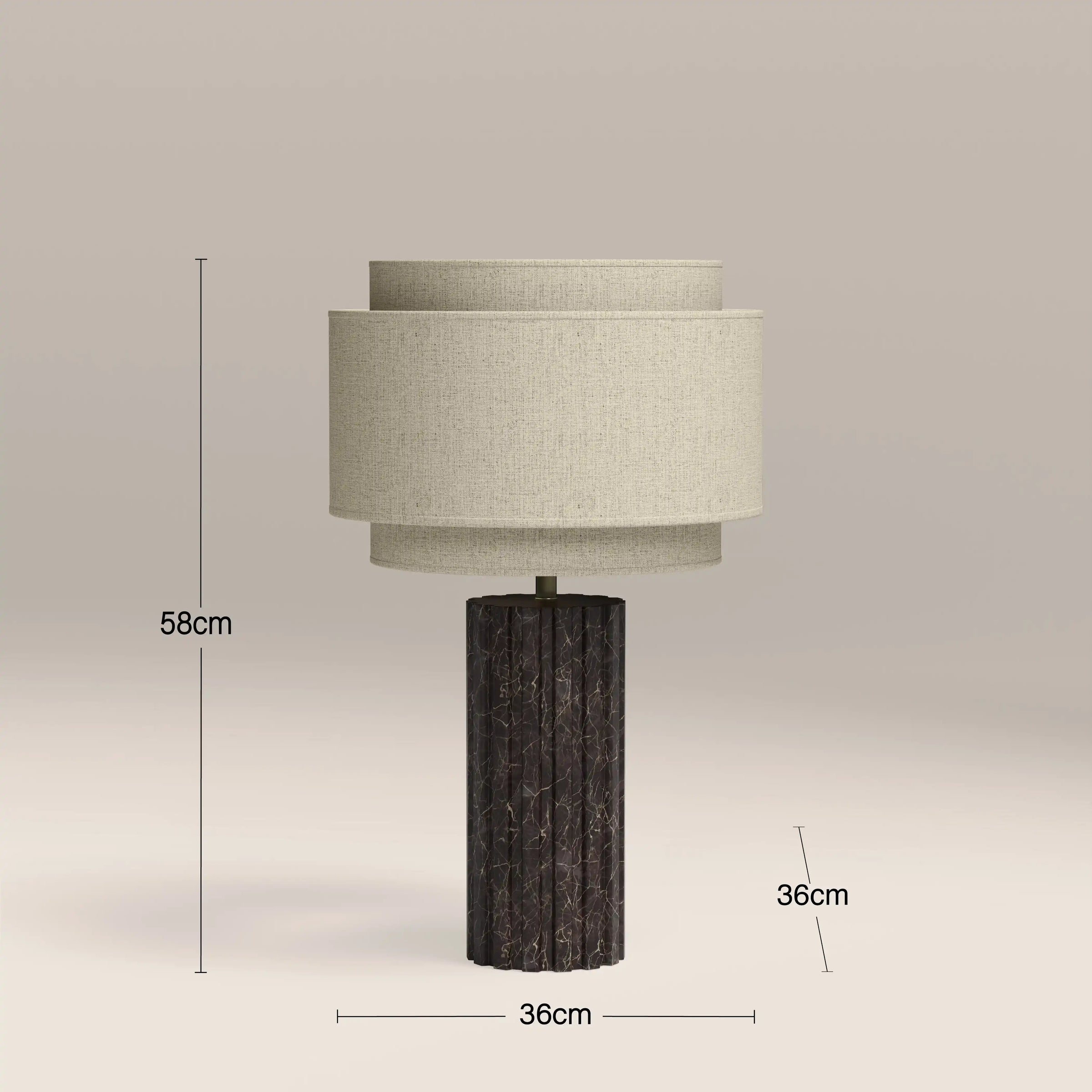 Aldridge Table Lamp | Natural Linen & Chocolate Brown Marble