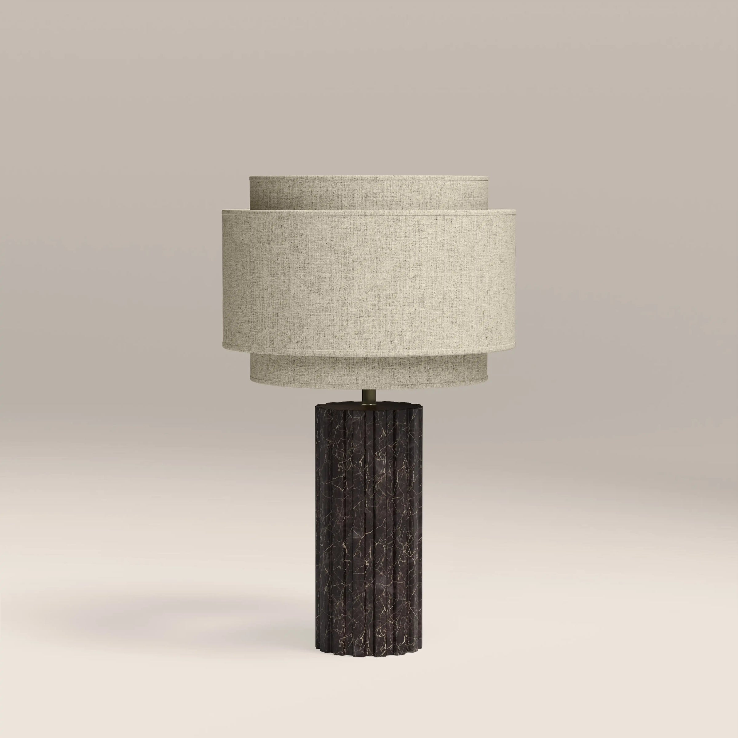 Aldridge Table Lamp | Natural Linen & Chocolate Brown Marble