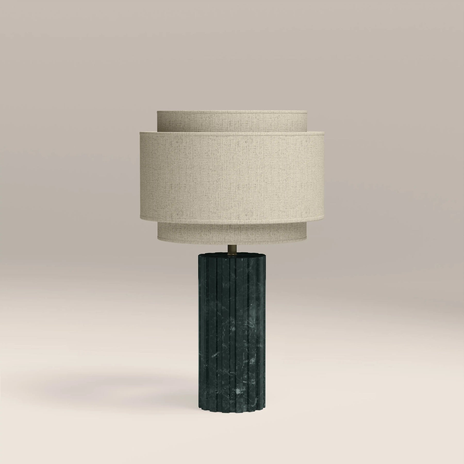 Aldridge Table Lamp | Natural Linen & Dark Green Marble