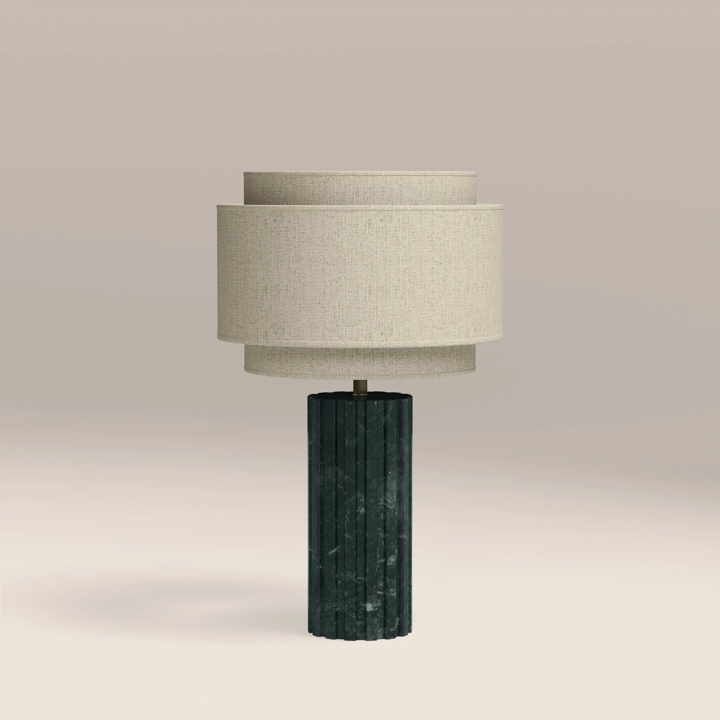Aldridge Table Lamp | Natural Linen & Dark Green Marble