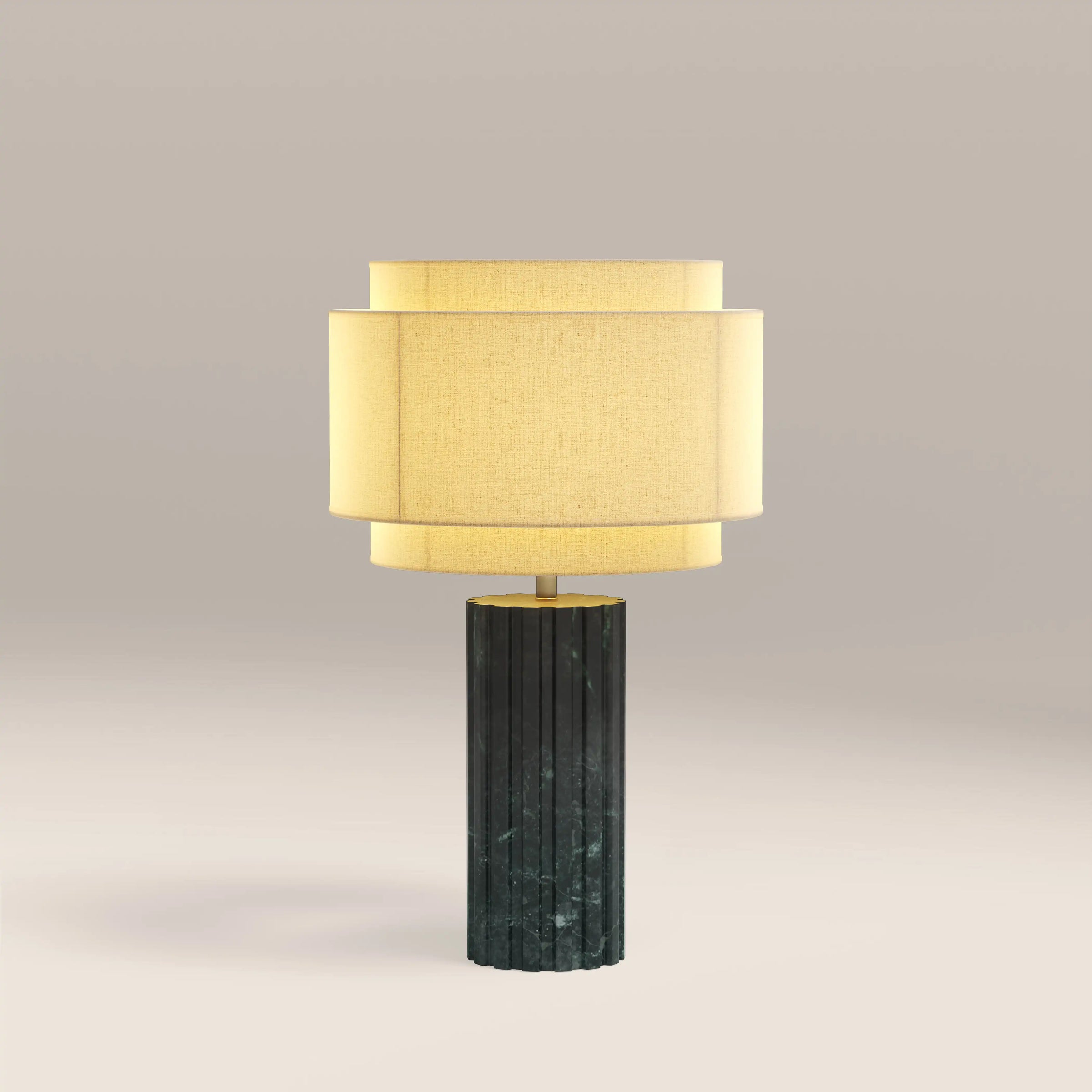 Aldridge Table Lamp | Natural Linen & Dark Green Marble