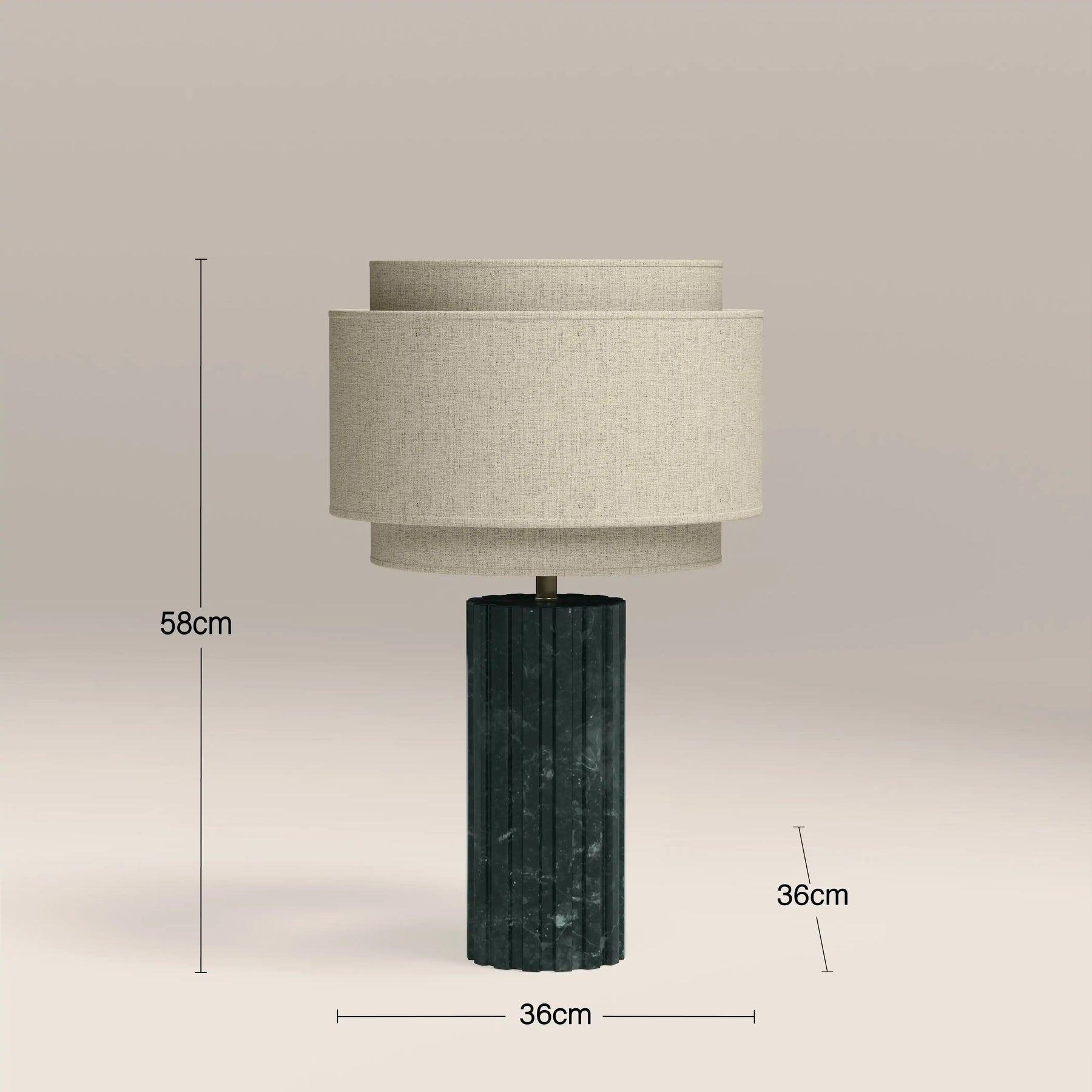 Aldridge Table Lamp | Natural Linen & Dark Green Marble
