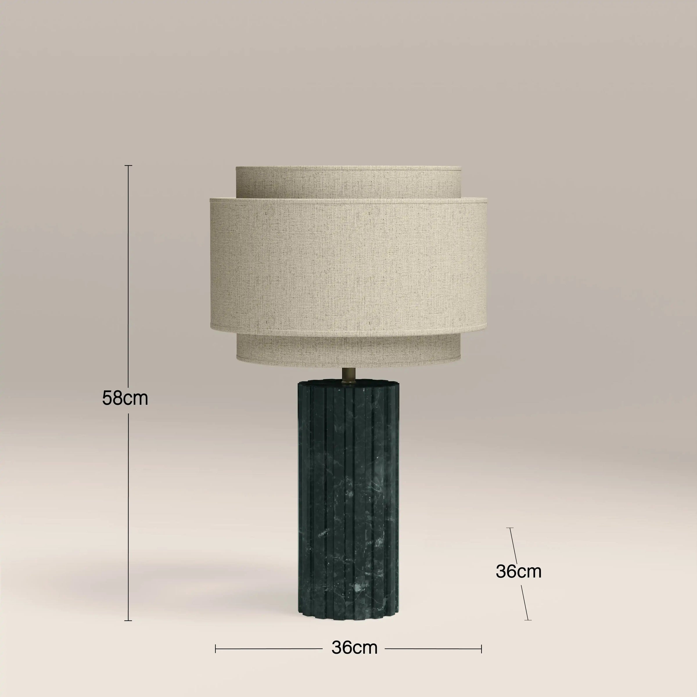 Aldridge Table Lamp | Natural Linen & Dark Green Marble
