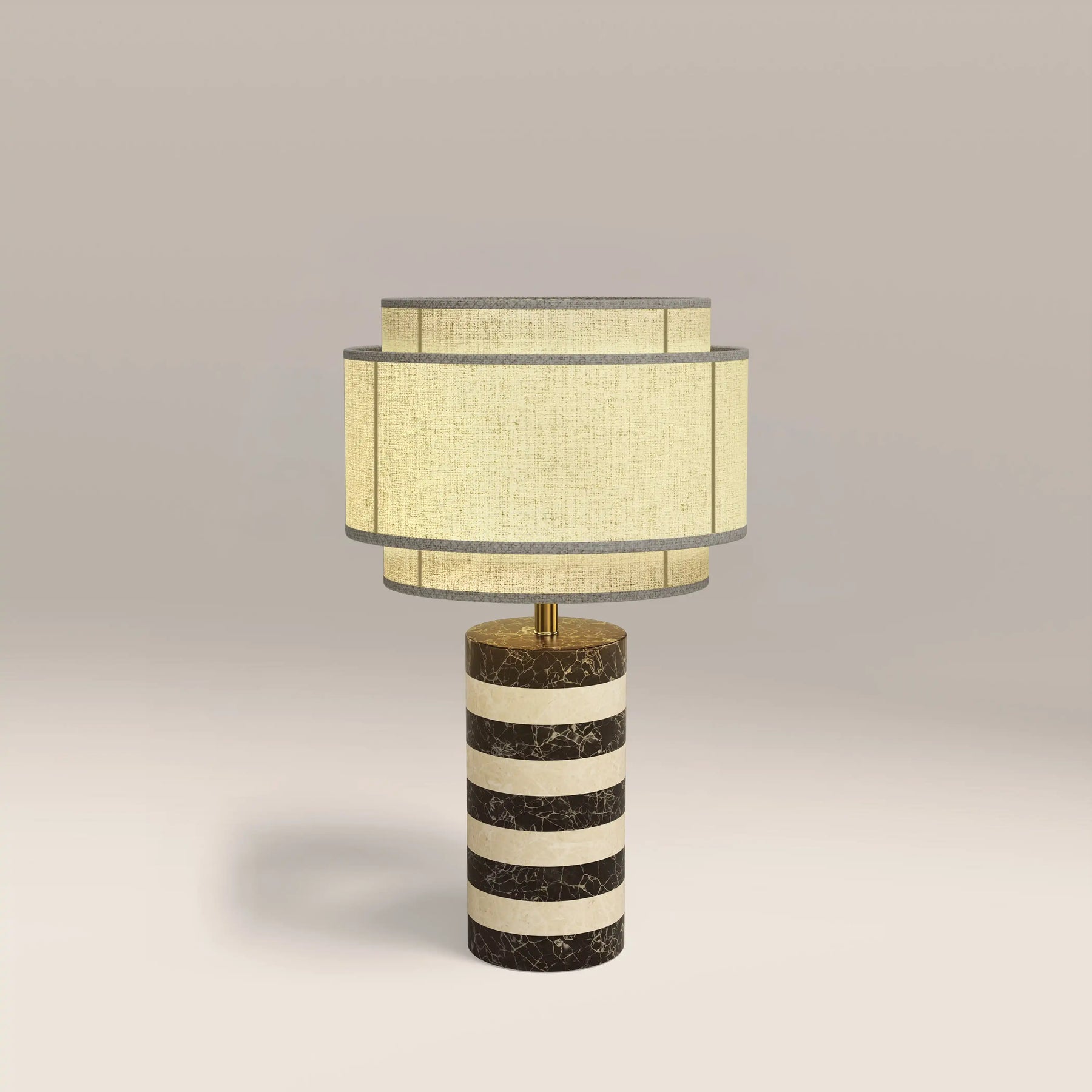 Briar Table Lamp | Chocolate Brown Marble & Natural Travertine