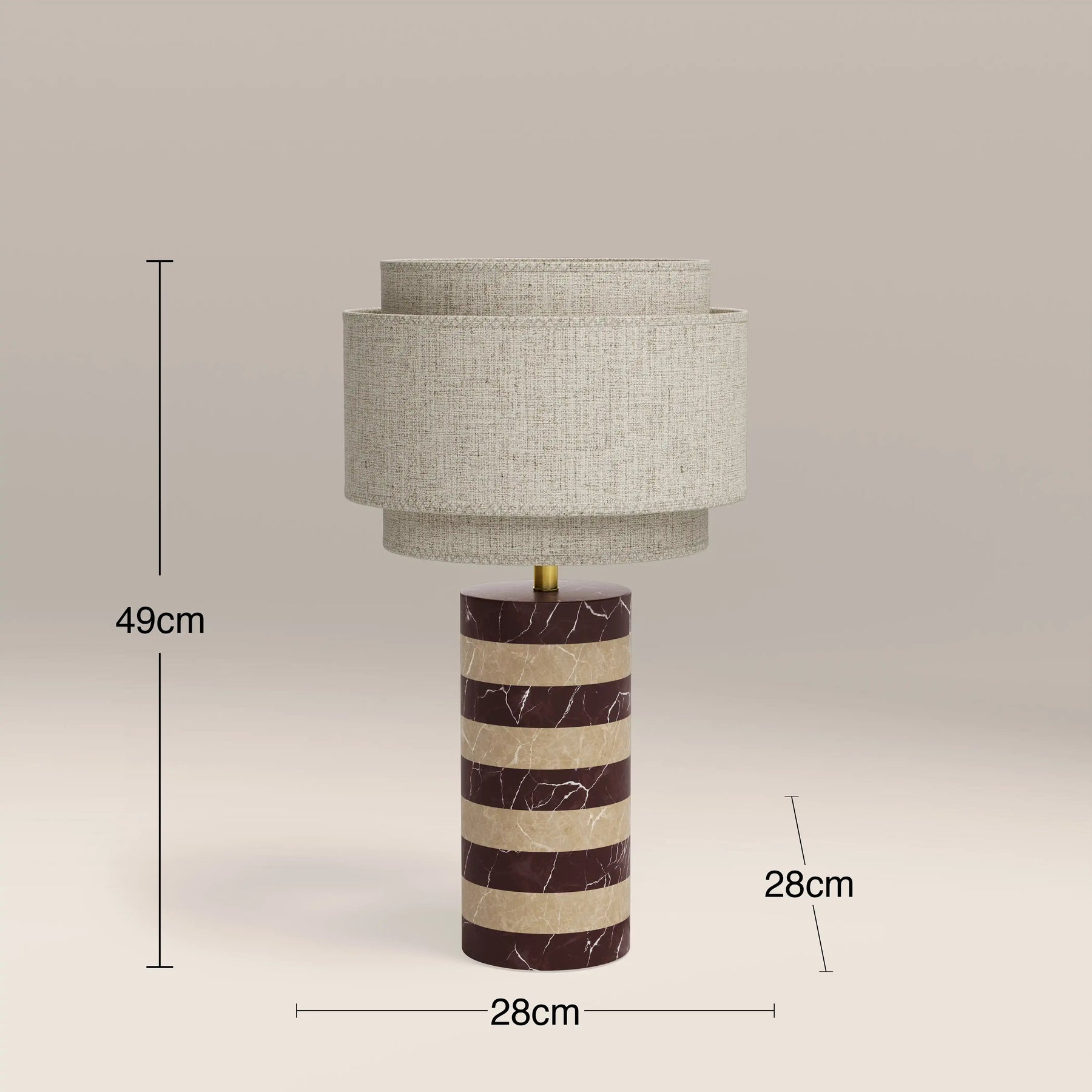 Briar Table Lamp | Dark Red Marble & Natural Travertine