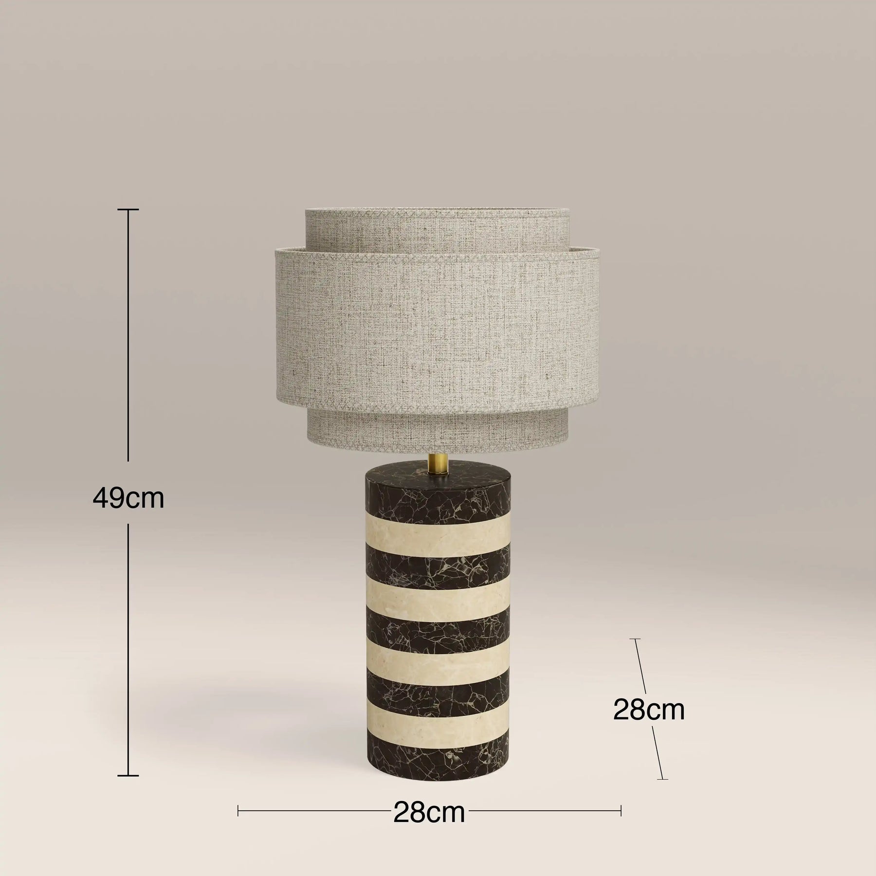 Briar Table Lamp | Chocolate Brown Marble & Natural Travertine