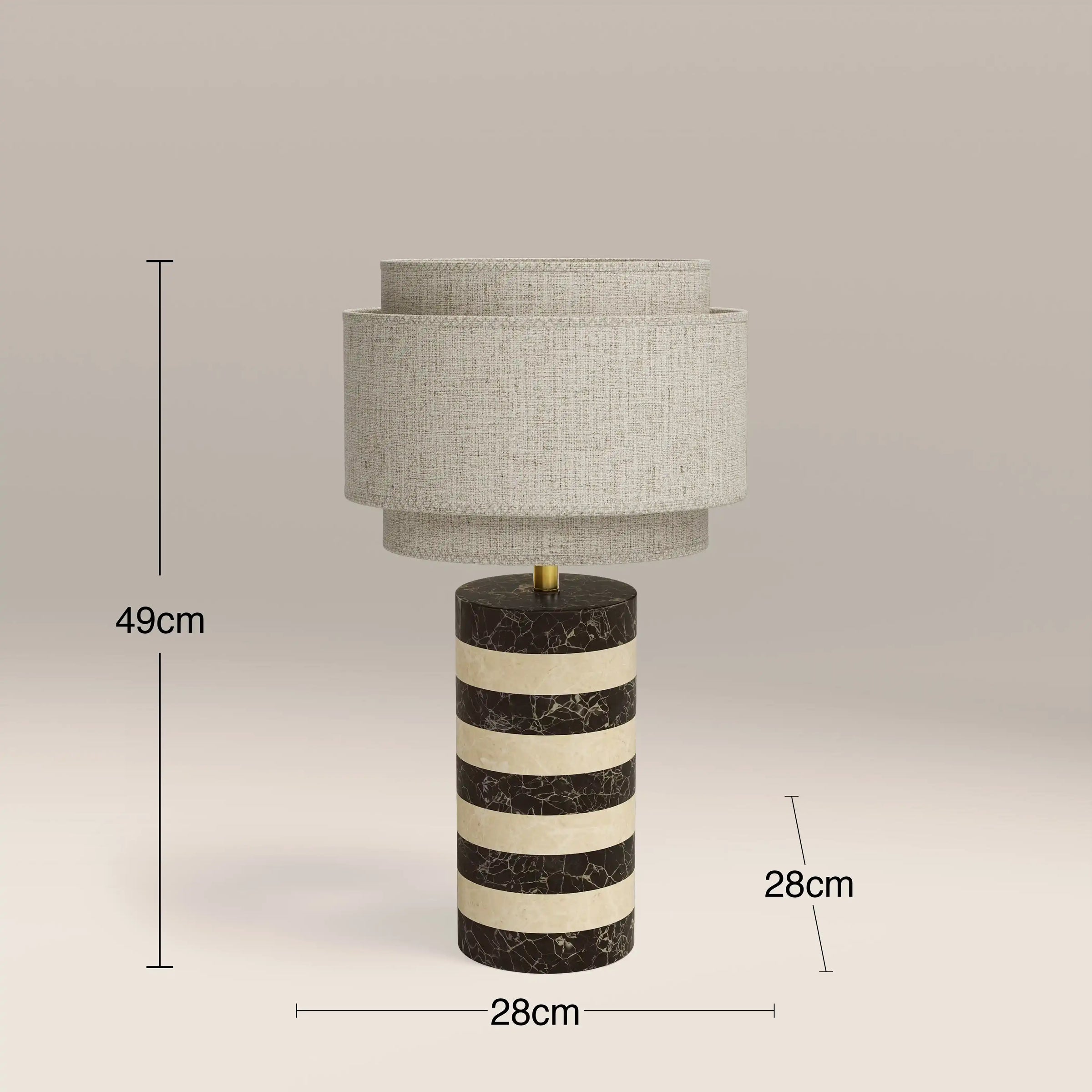 Briar Table Lamp | Chocolate Brown Marble & Natural Travertine