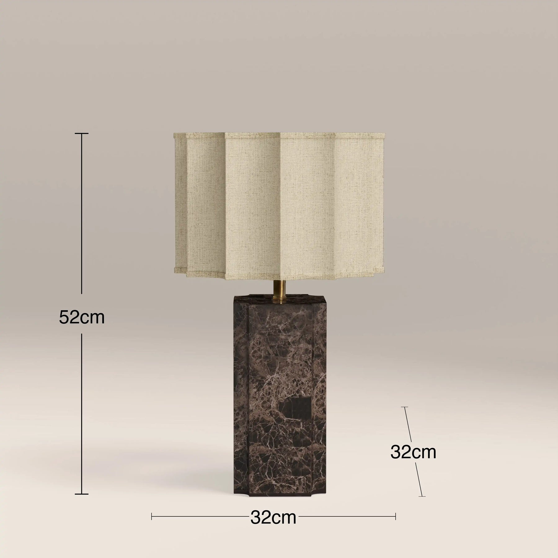 Brookes Table Lamp | Natural Linen & Chocolate Brown Marble