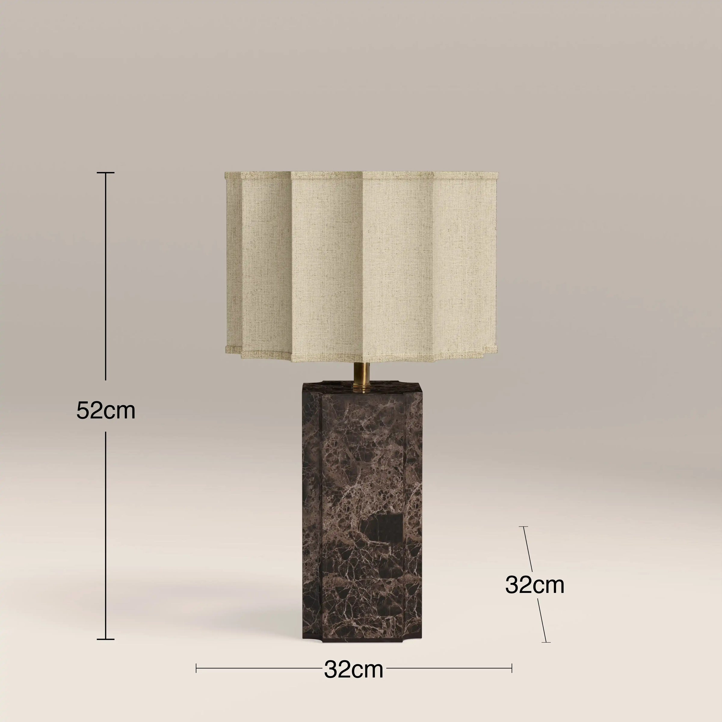 Brookes Table Lamp | Natural Linen & Chocolate Brown Marble