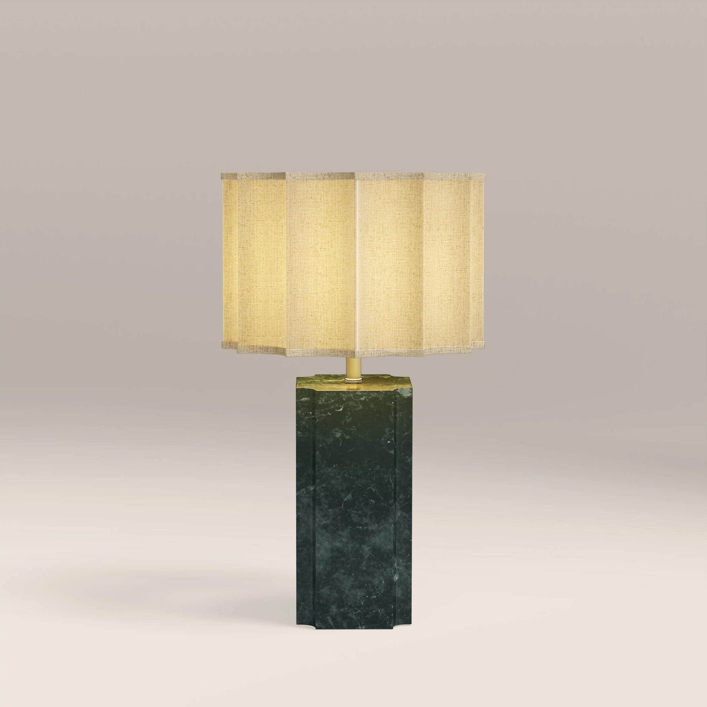 Brookes Table Lamp | Natural Linen & Dark Green Marble
