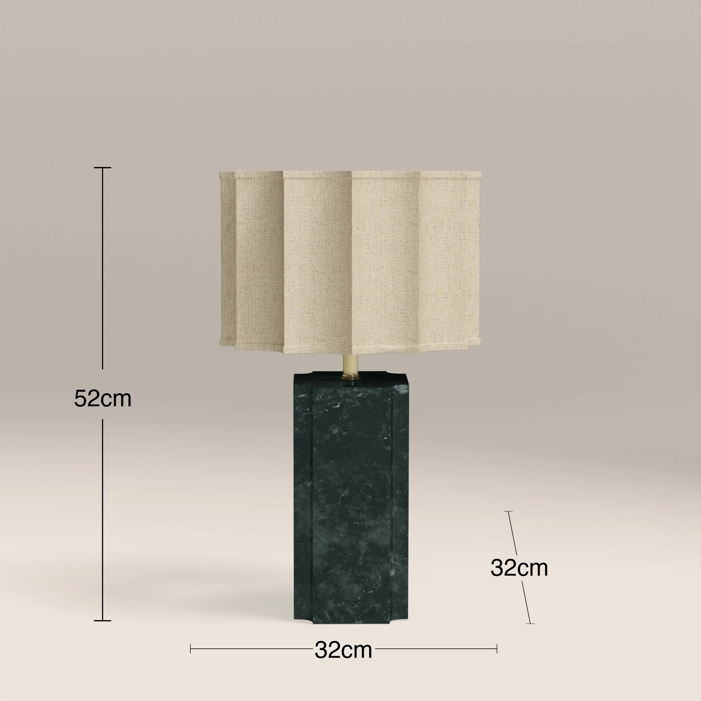 Brookes Table Lamp | Natural Linen & Dark Green Marble