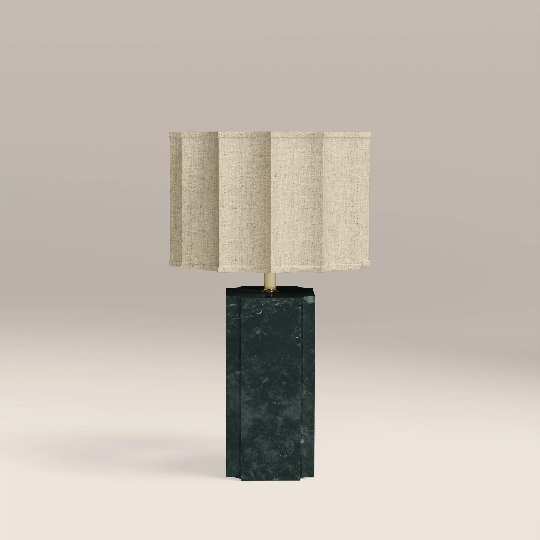 Brookes Table Lamp | Natural Linen & Dark Green Marble