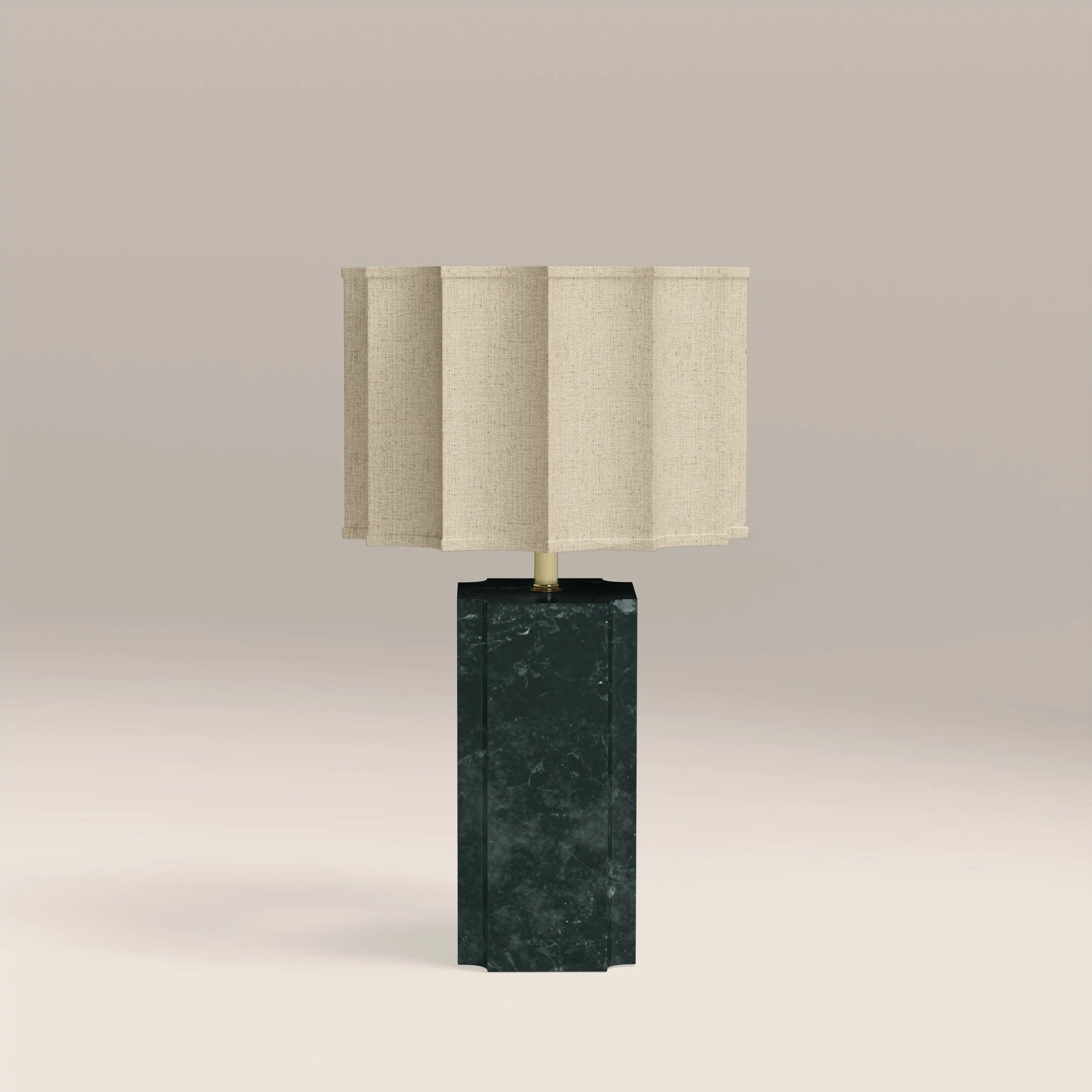Brookes Table Lamp | Natural Linen & Dark Green Marble