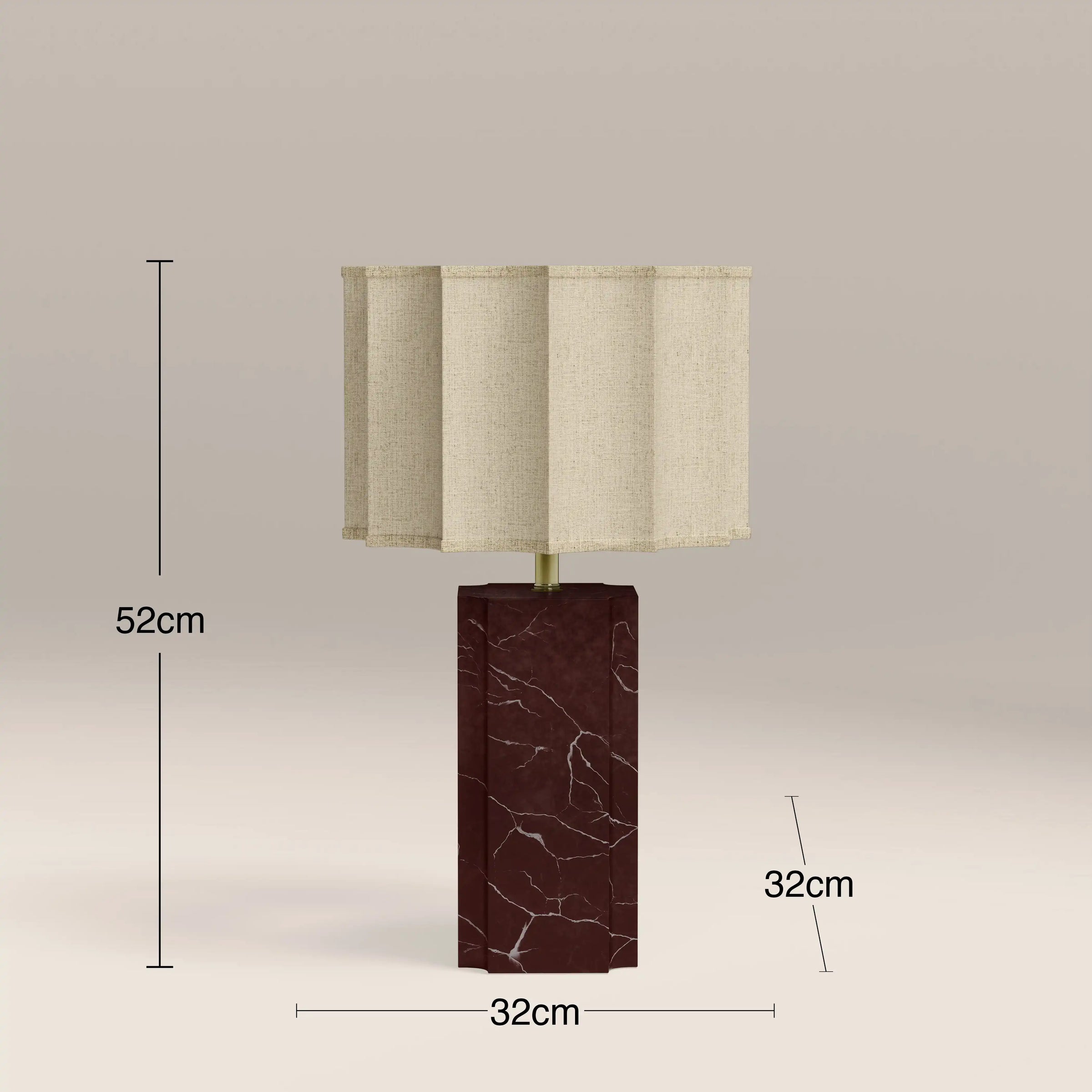 Brookes Table Lamp | Natural Linen & Dark Red Marble
