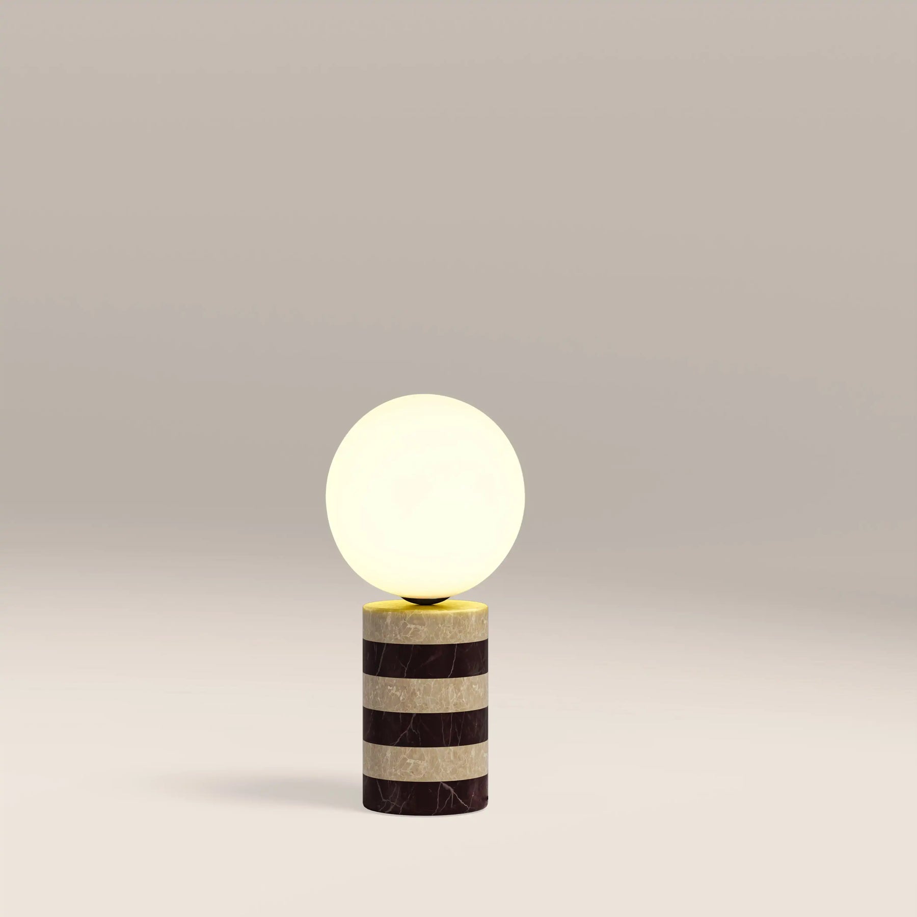 Connely Table Lamp | Dark Red Marble & Natural Travertine
