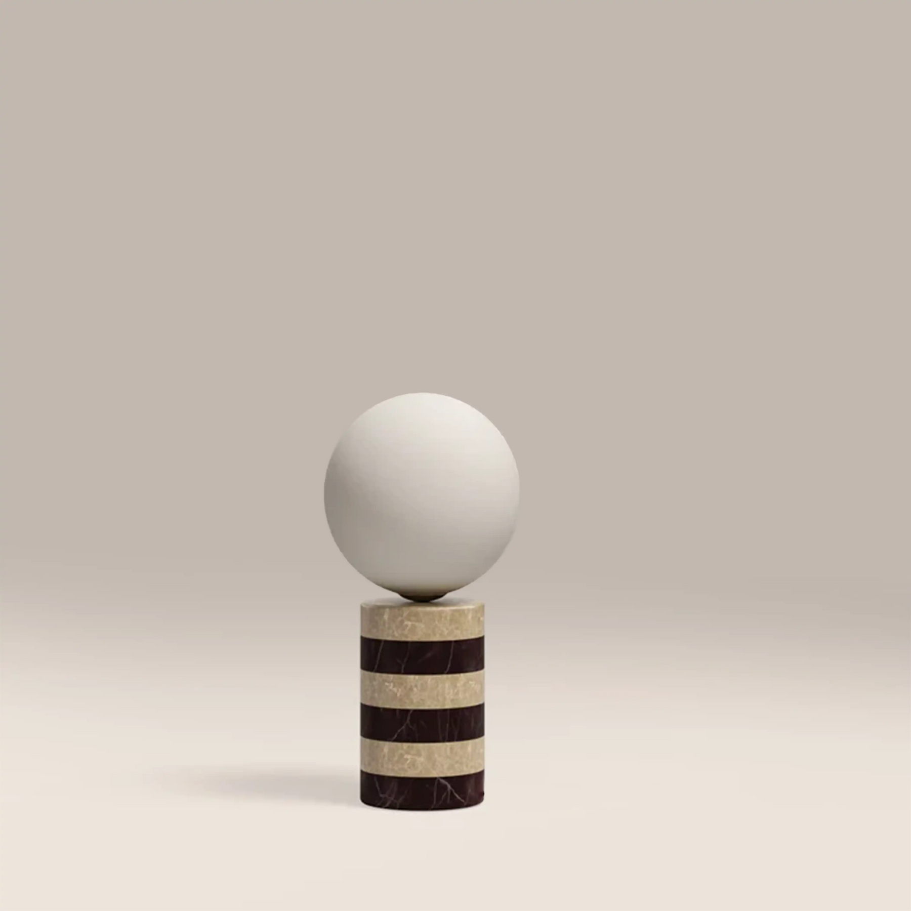 Connely Table Lamp | Dark Red Marble & Natural Travertine