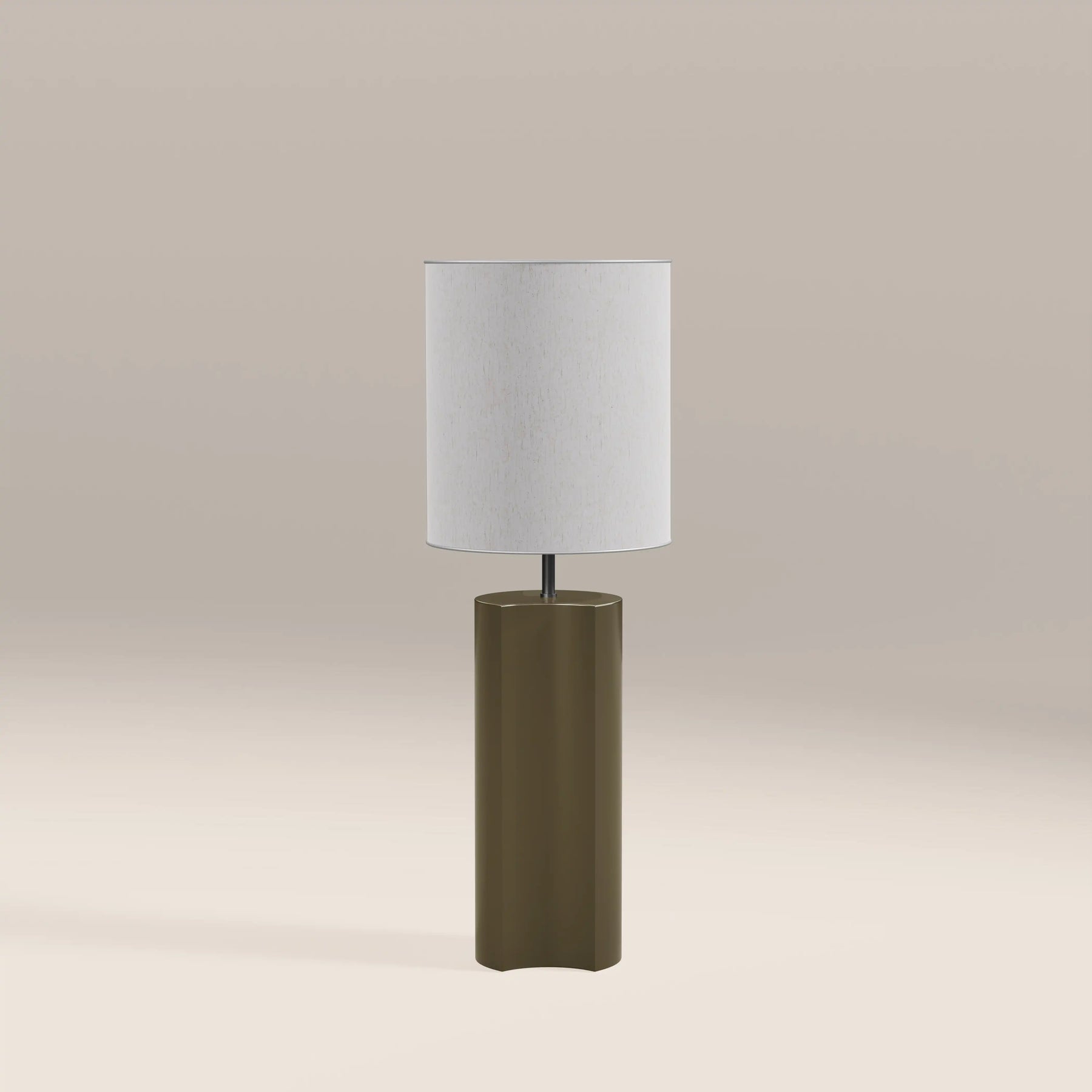Milad Table Lamp | Natural Linen & High Gloss Clay Green