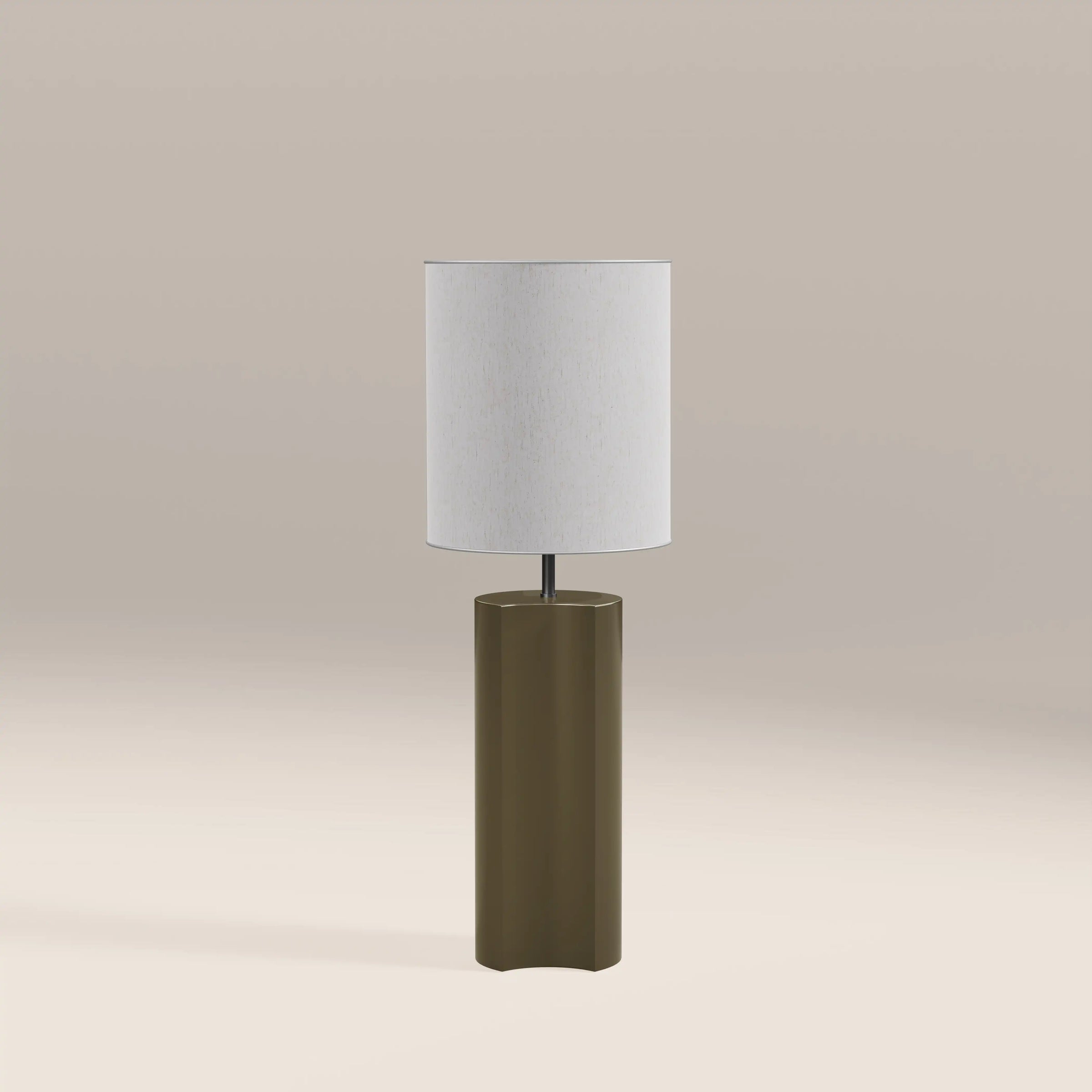 Milad Table Lamp | Natural Linen & High Gloss Clay Green
