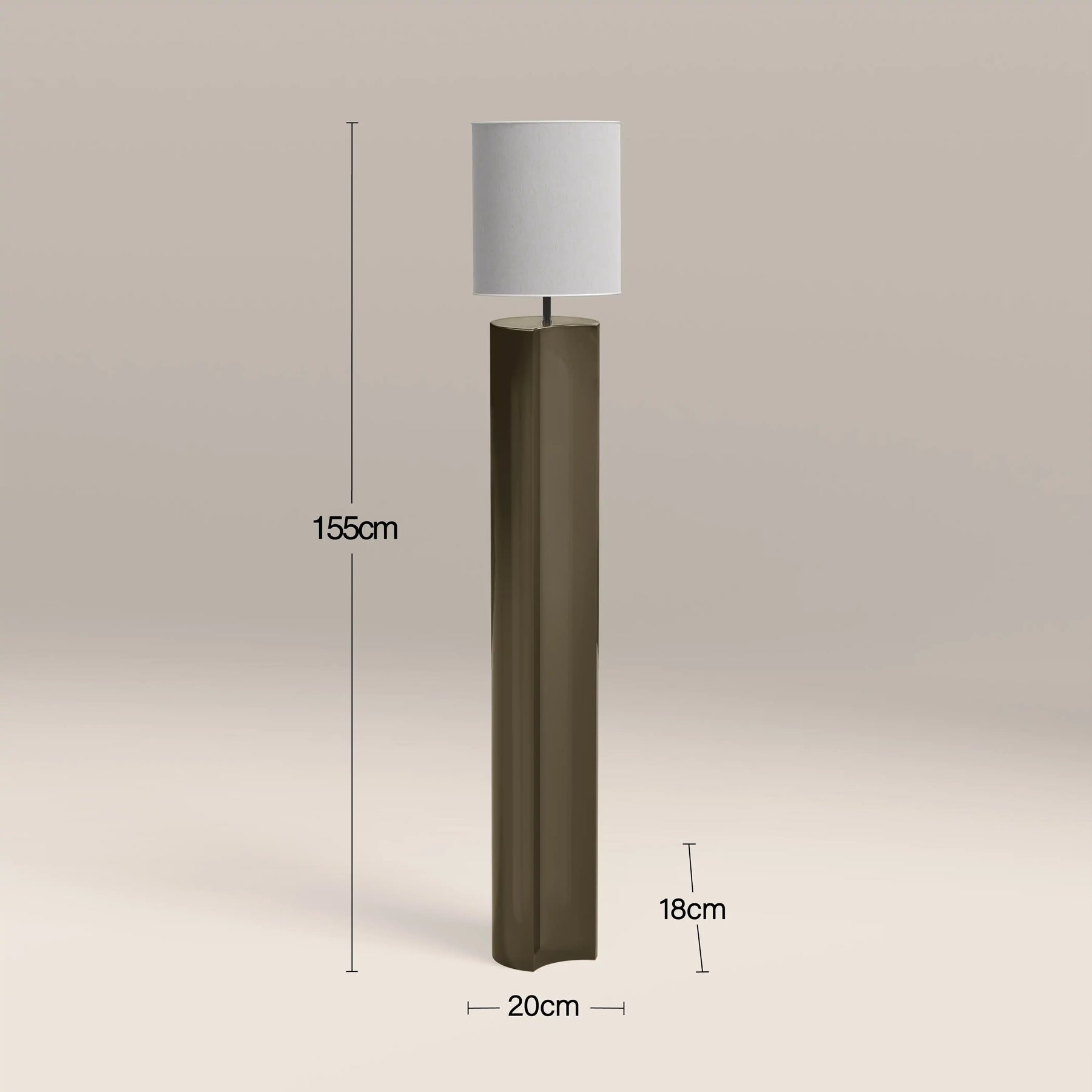 Milad Floor Lamp | Natural Linen & High Gloss Clay Green