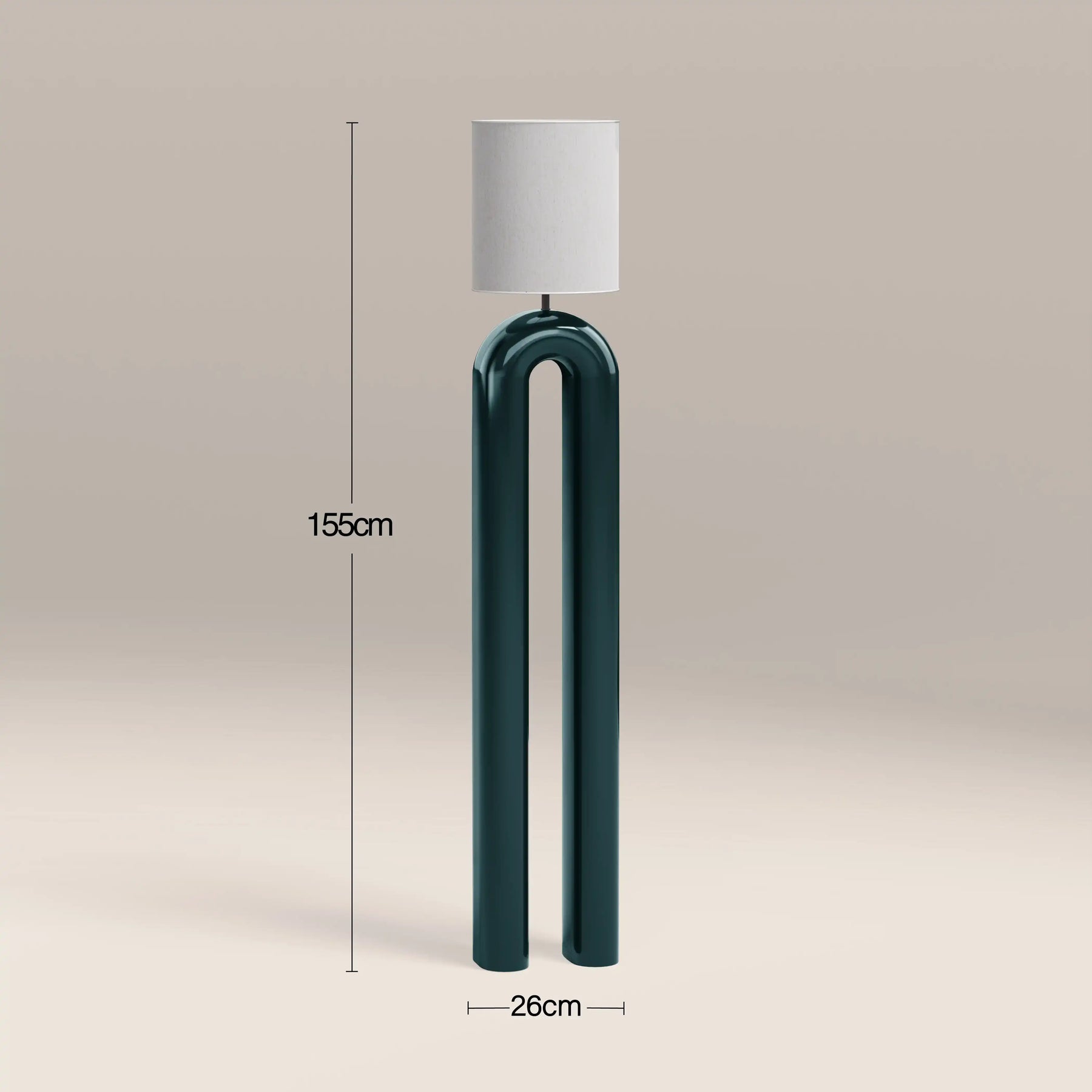 Millau Floor Lamp | Natural Linen & High Gloss Emerald Green
