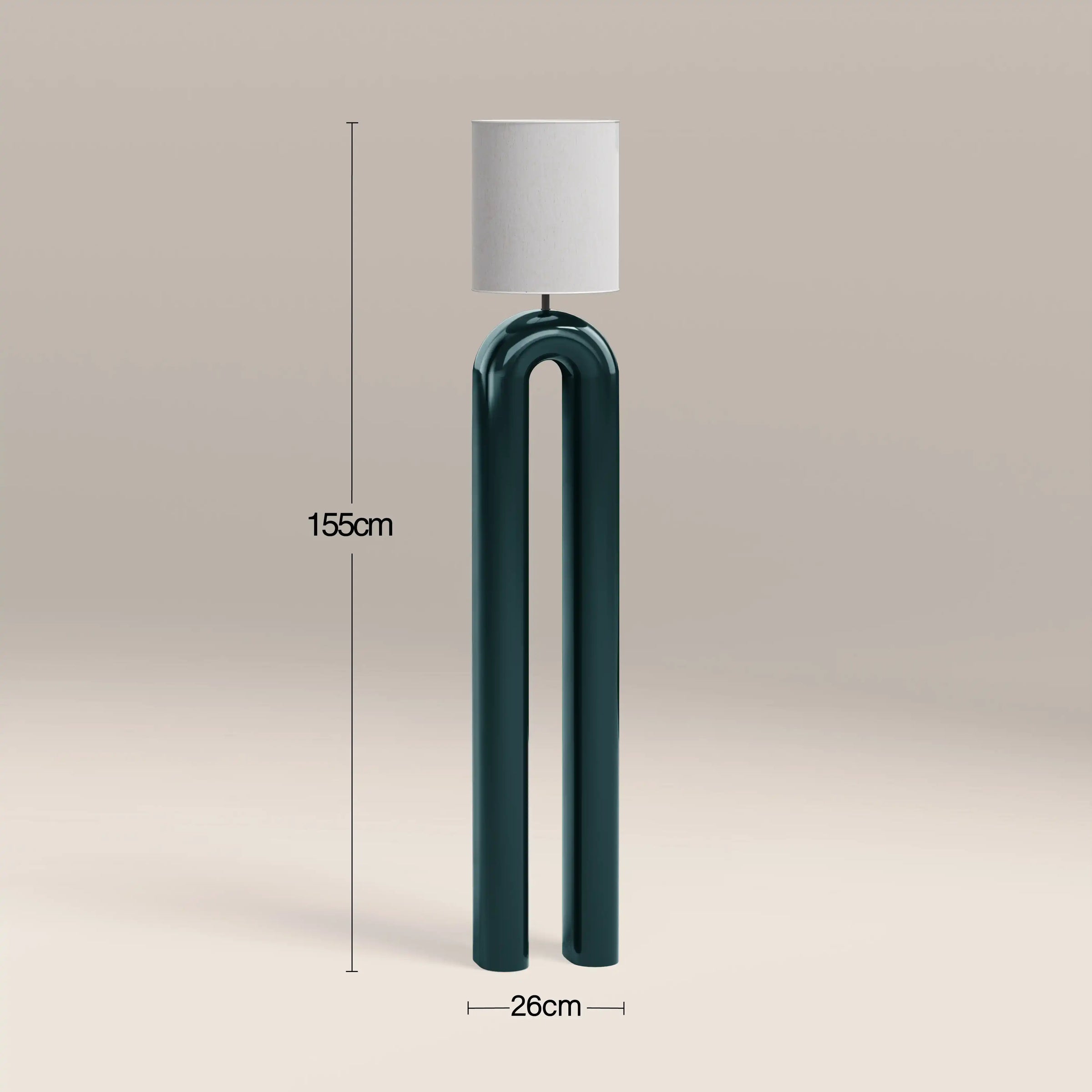 Millau Floor Lamp | Natural Linen & High Gloss Emerald Green