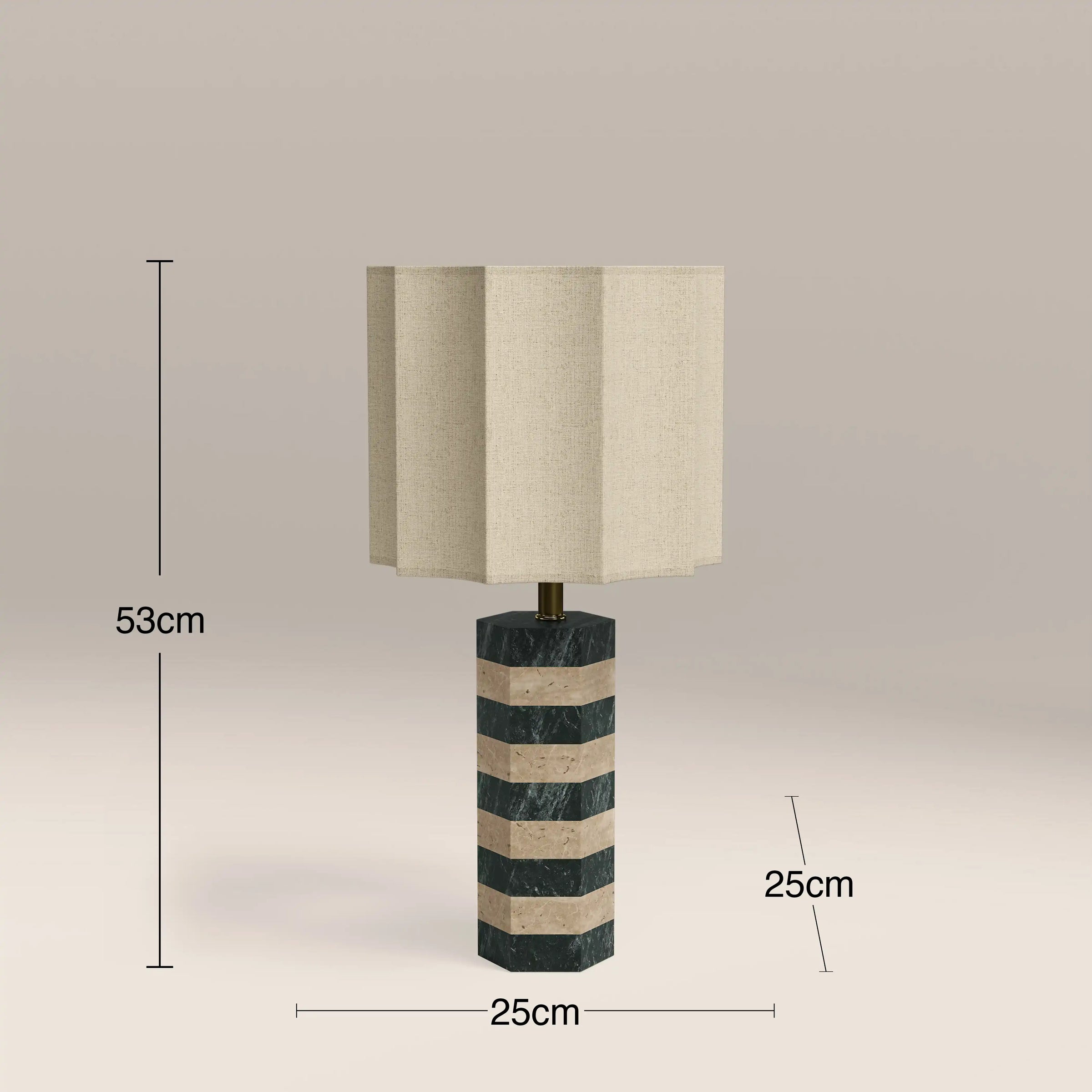 Kenny Table Lamp | Dark Green Marble & Natural Travertine