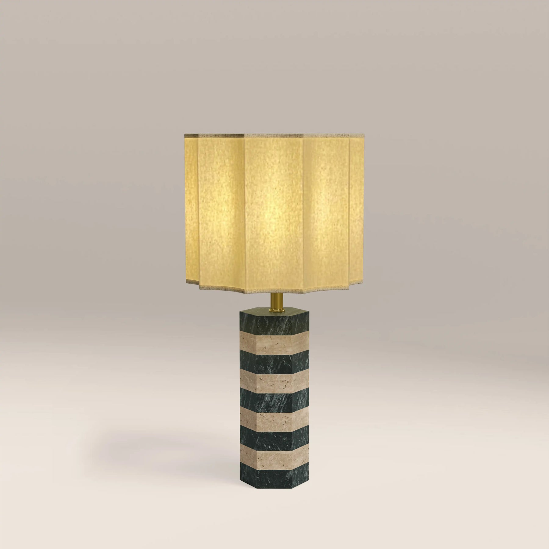 Kenny Table Lamp | Dark Green Marble & Natural Travertine