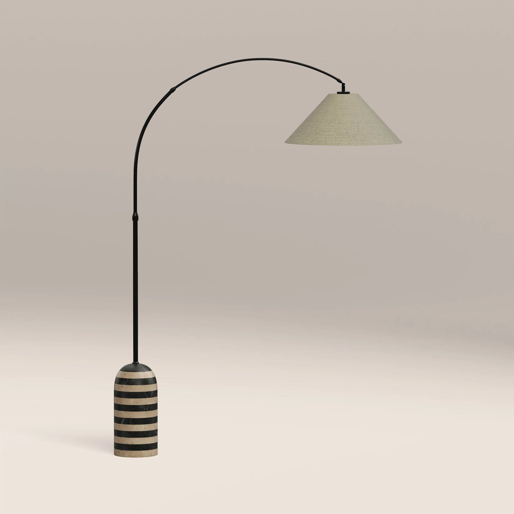 Leora Arched Floor Lamp | Black Marble & Natural Travertine