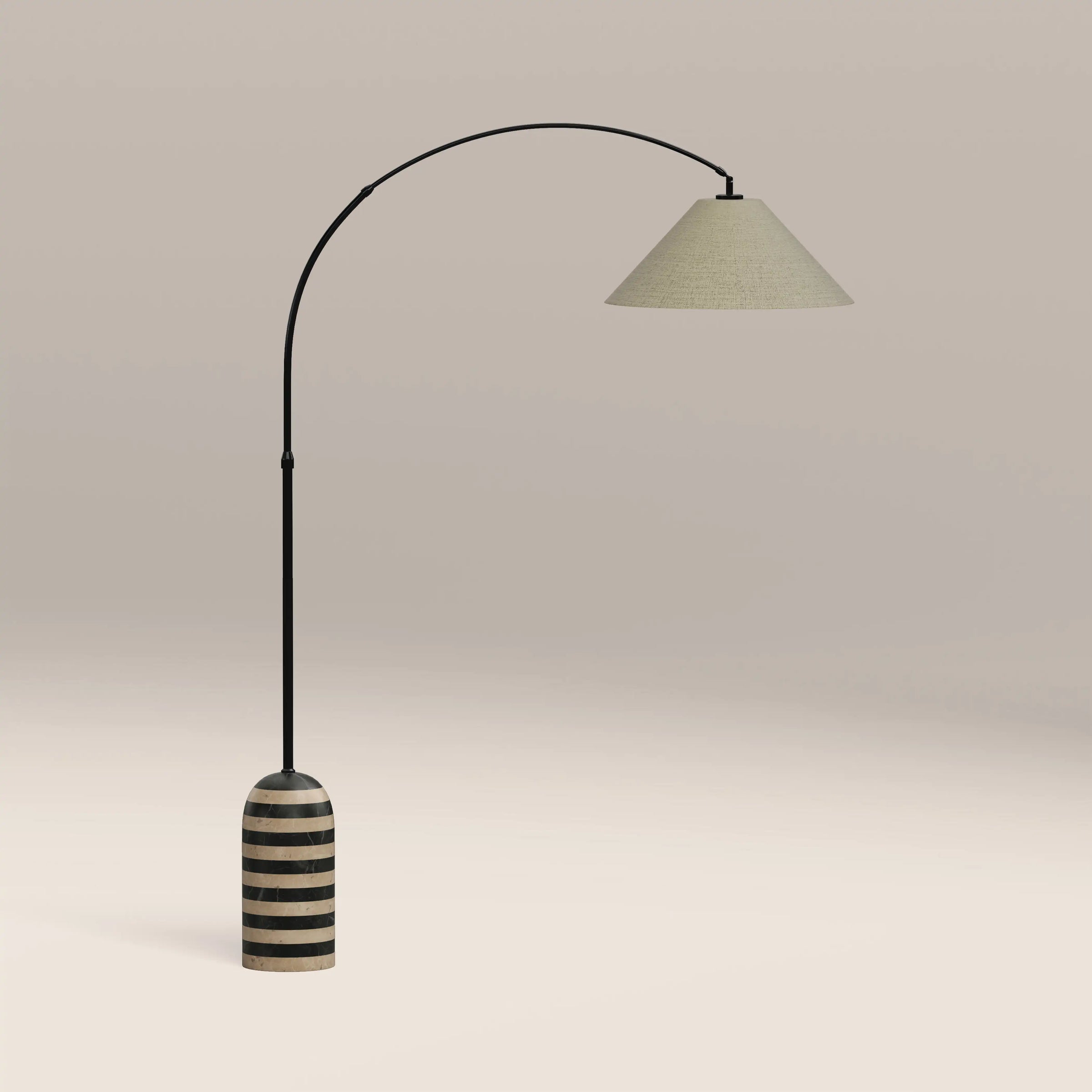 Leora Arched Floor Lamp | Black Marble & Natural Travertine