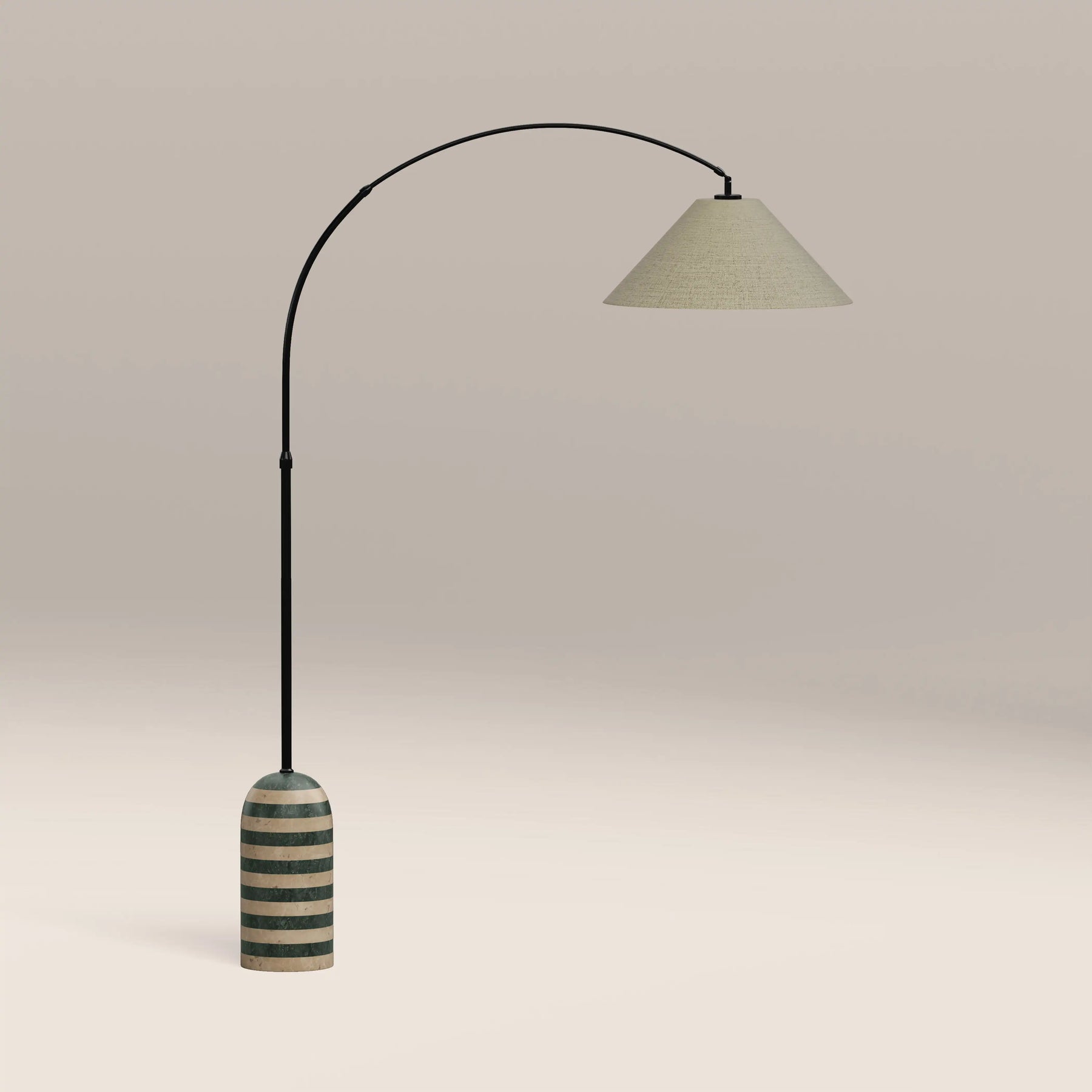 Leora Arched Floor Lamp | Dark Green Marble & Natural Travertine