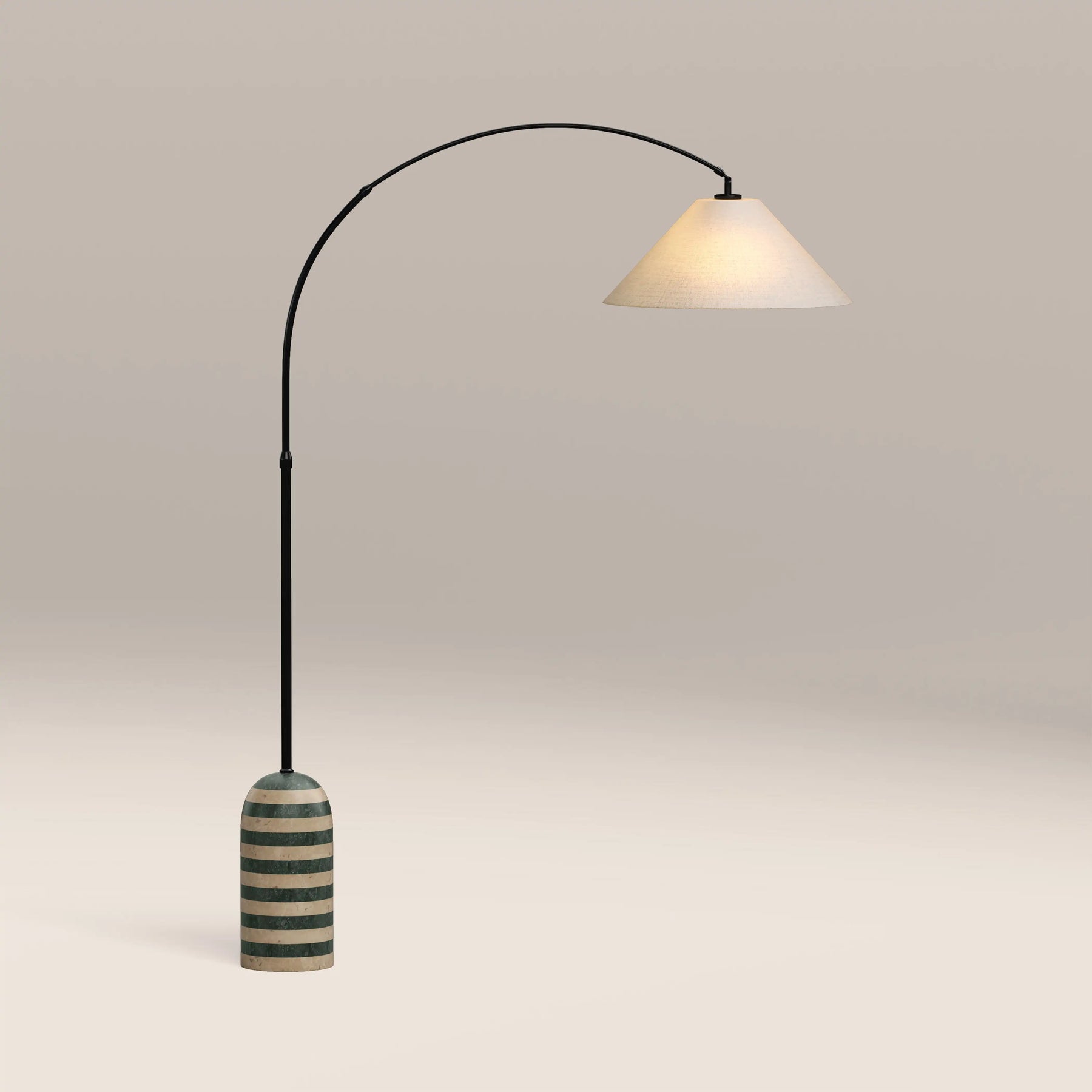 Leora Arched Floor Lamp | Dark Green Marble & Natural Travertine