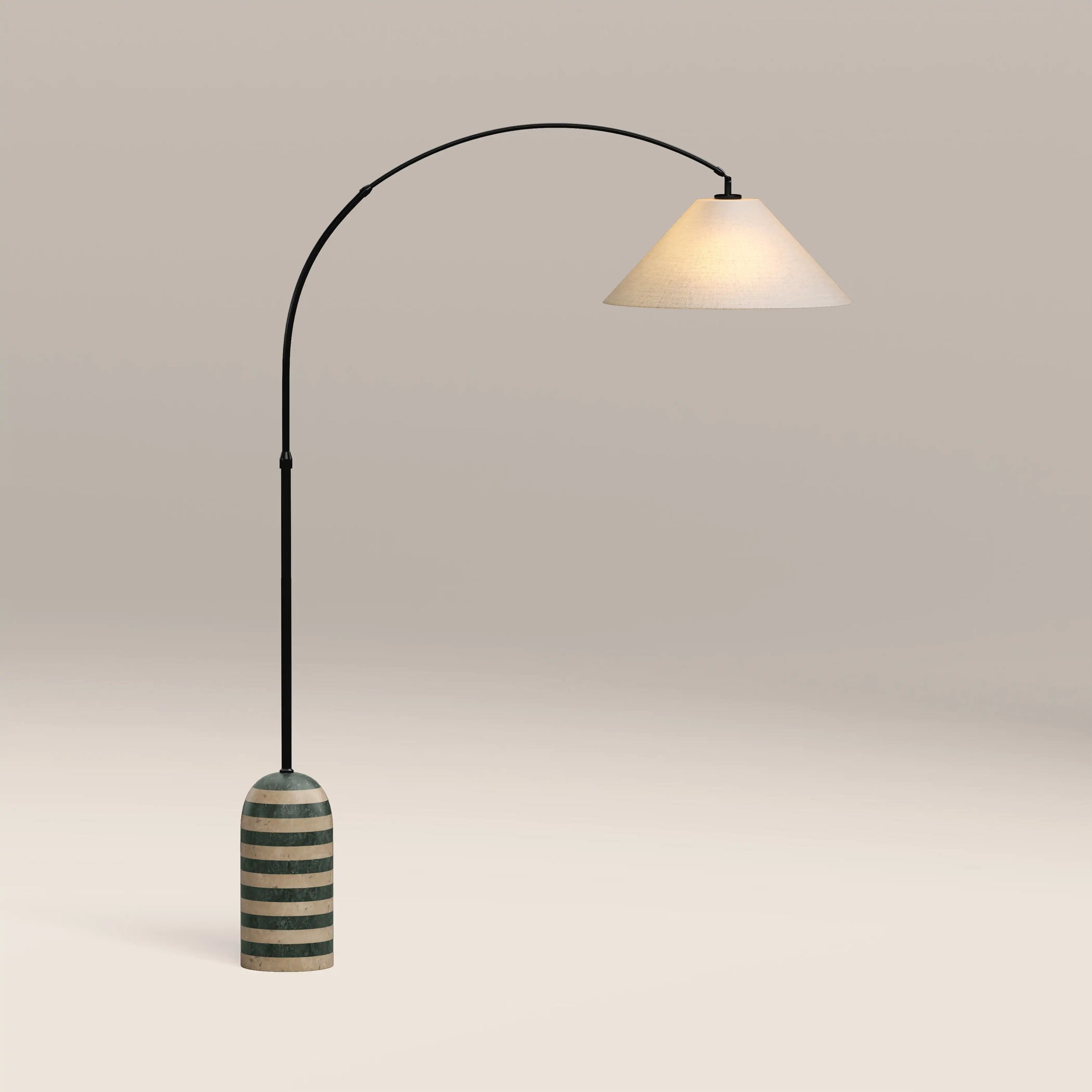 Leora Arched Floor Lamp | Dark Green Marble & Natural Travertine