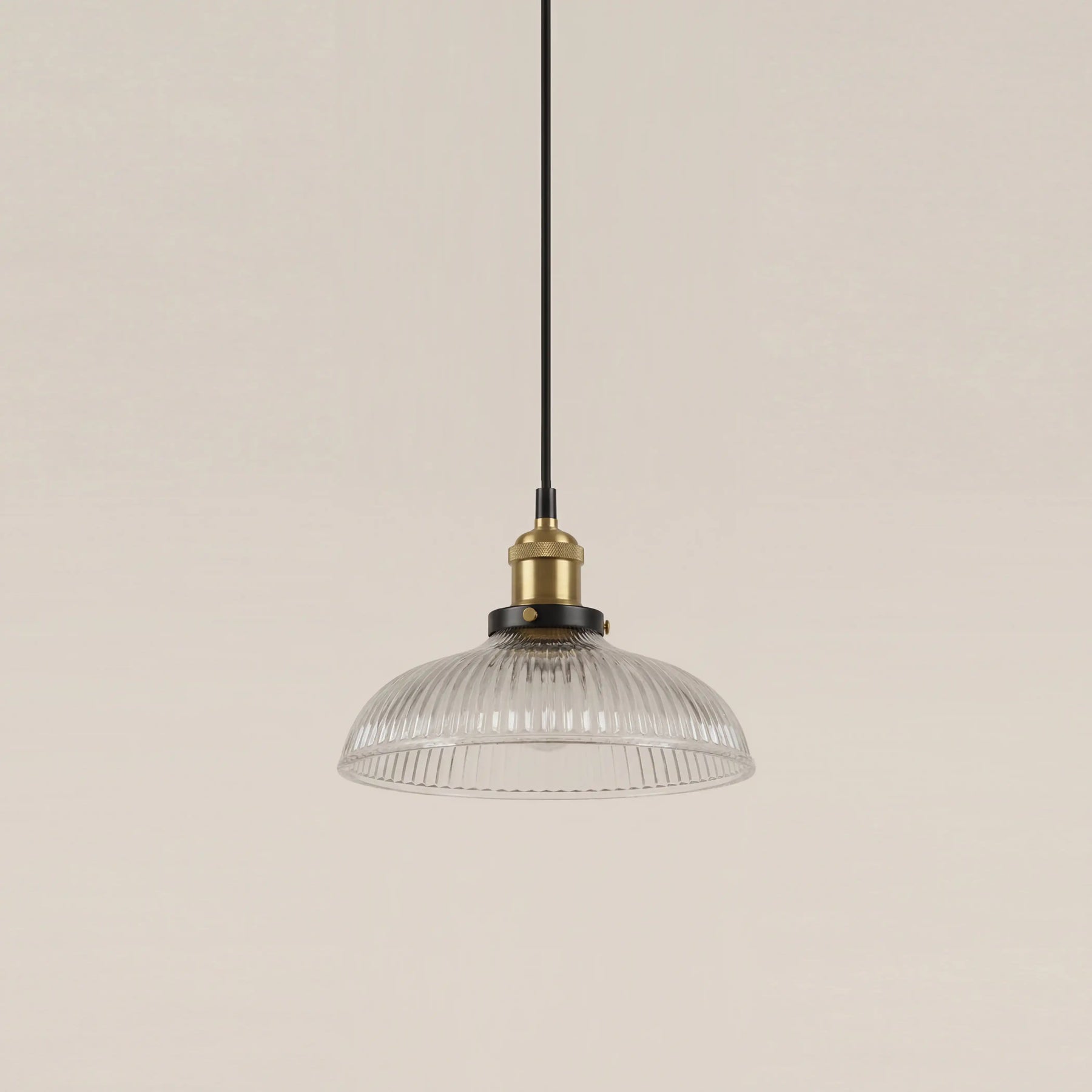 Cianna Dome Pendant Light | Ribbed Glass & Antique Brass