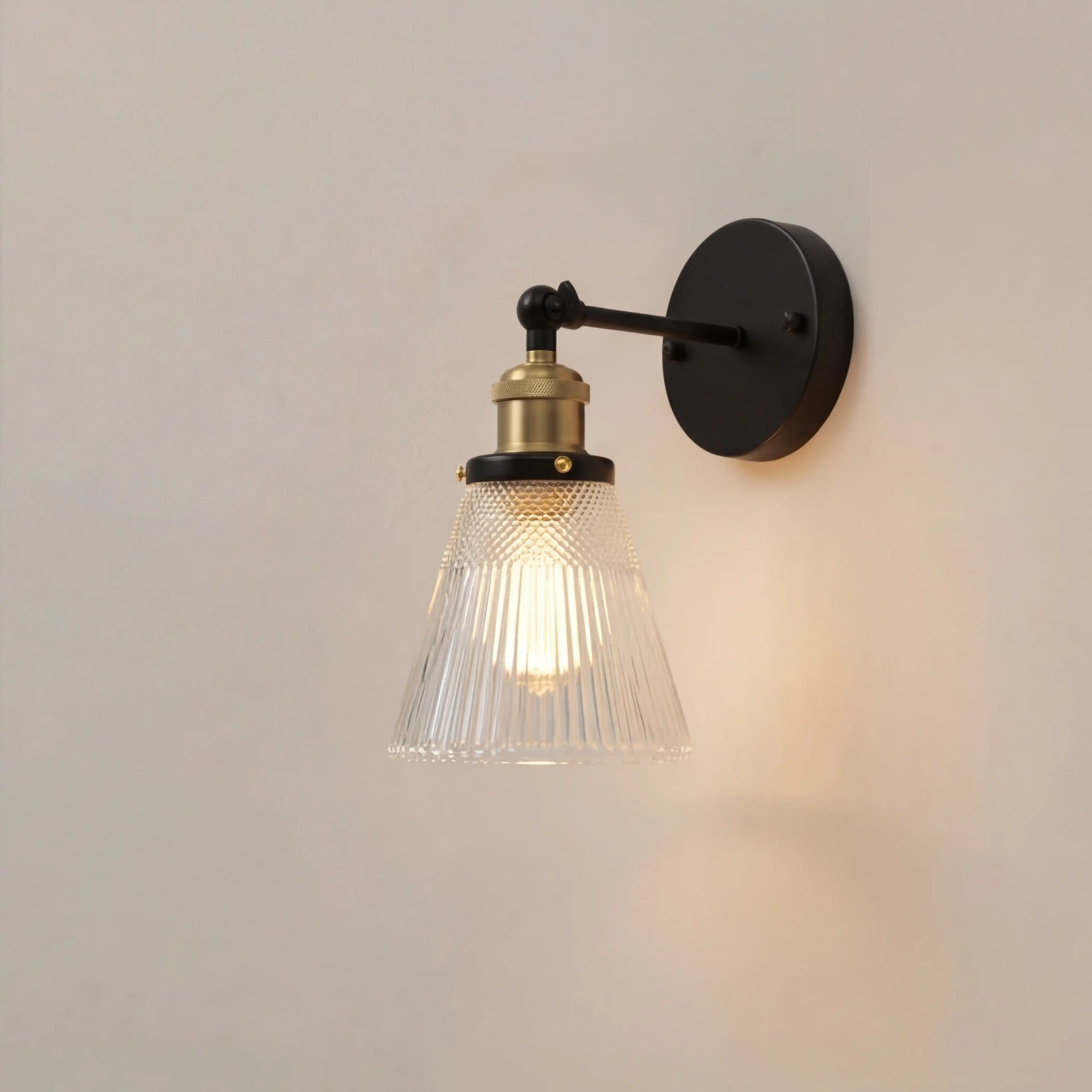 Ezra Wall Light | Ribbed Glass & Antique Brass
