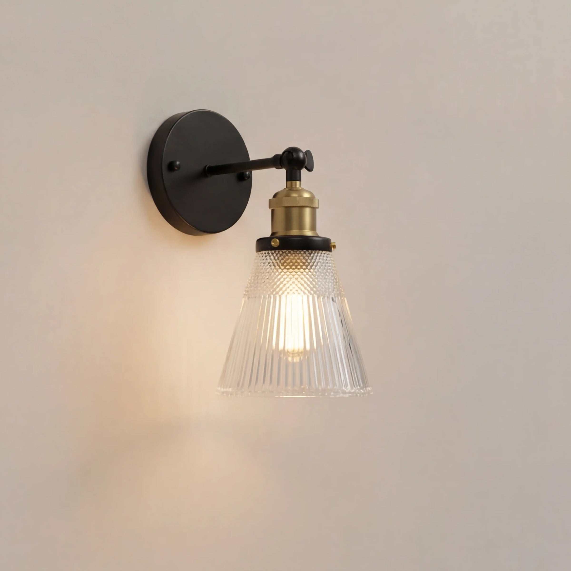 Ezra Wall Light | Ribbed Glass & Antique Brass