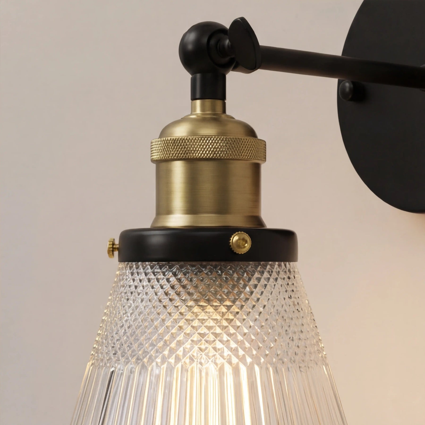Ezra Wall Light | Ribbed Glass & Antique Brass