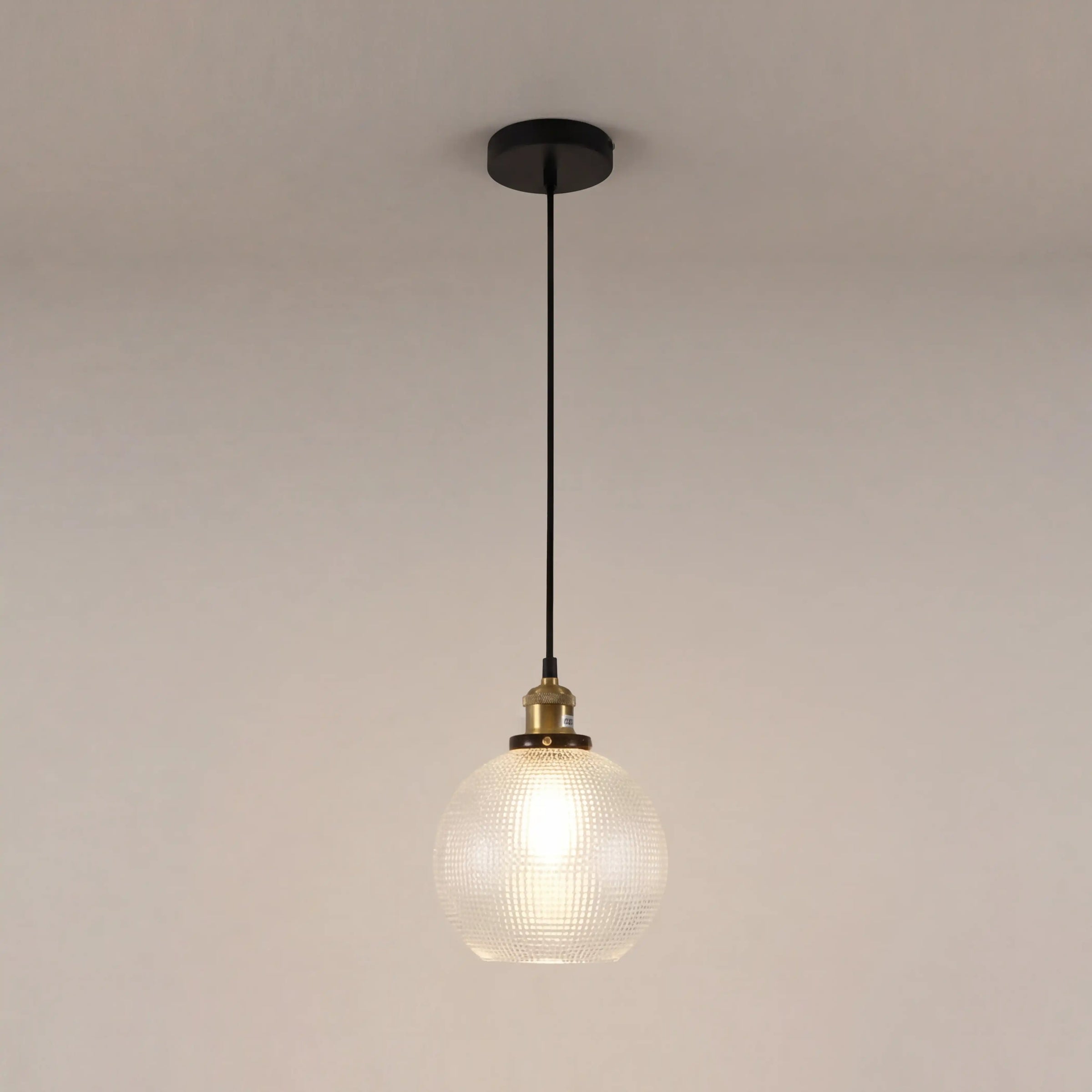 Ezra Globe Pendant Light | Ribbed Glass & Antique Brass
