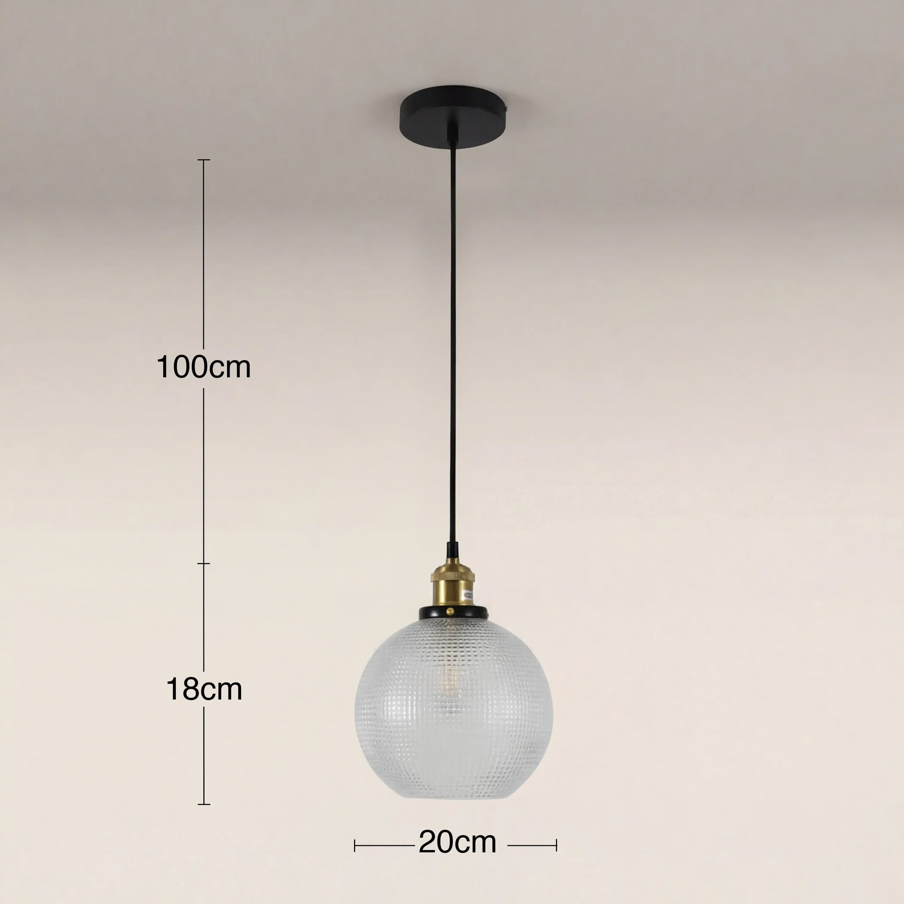 Ezra Globe Pendant Light | Ribbed Glass & Antique Brass