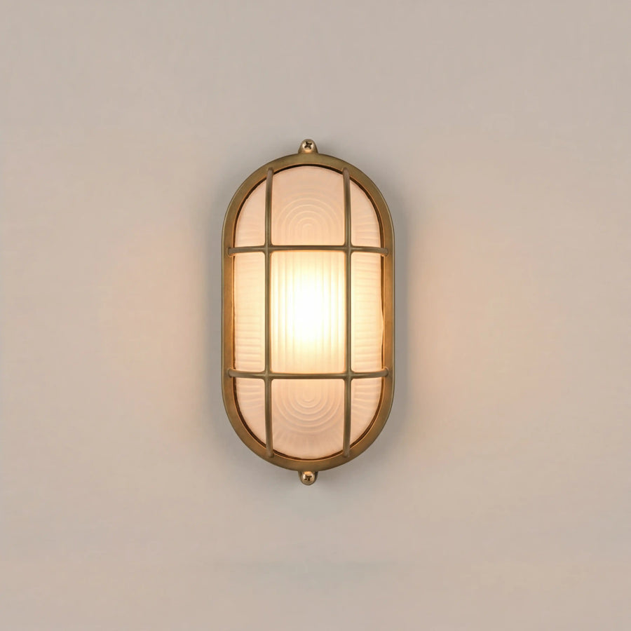 Parker Wall Light | Ribbed Glass & Antique Brass