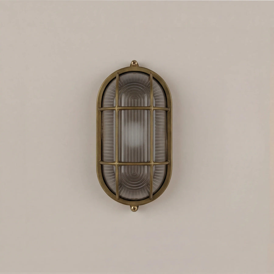 Parker Wall Light | Ribbed Glass & Antique Brass