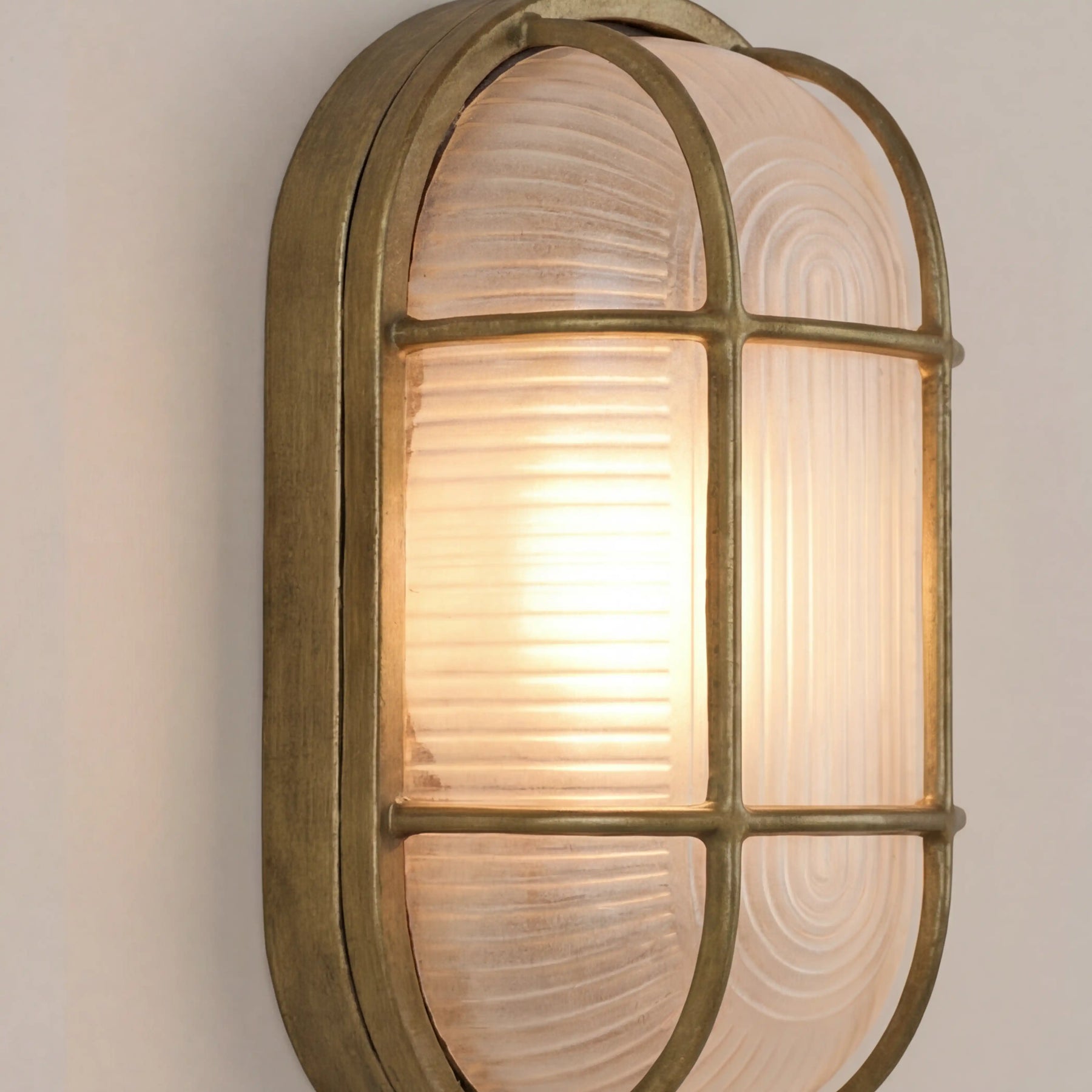 Parker Wall Light | Ribbed Glass & Antique Brass